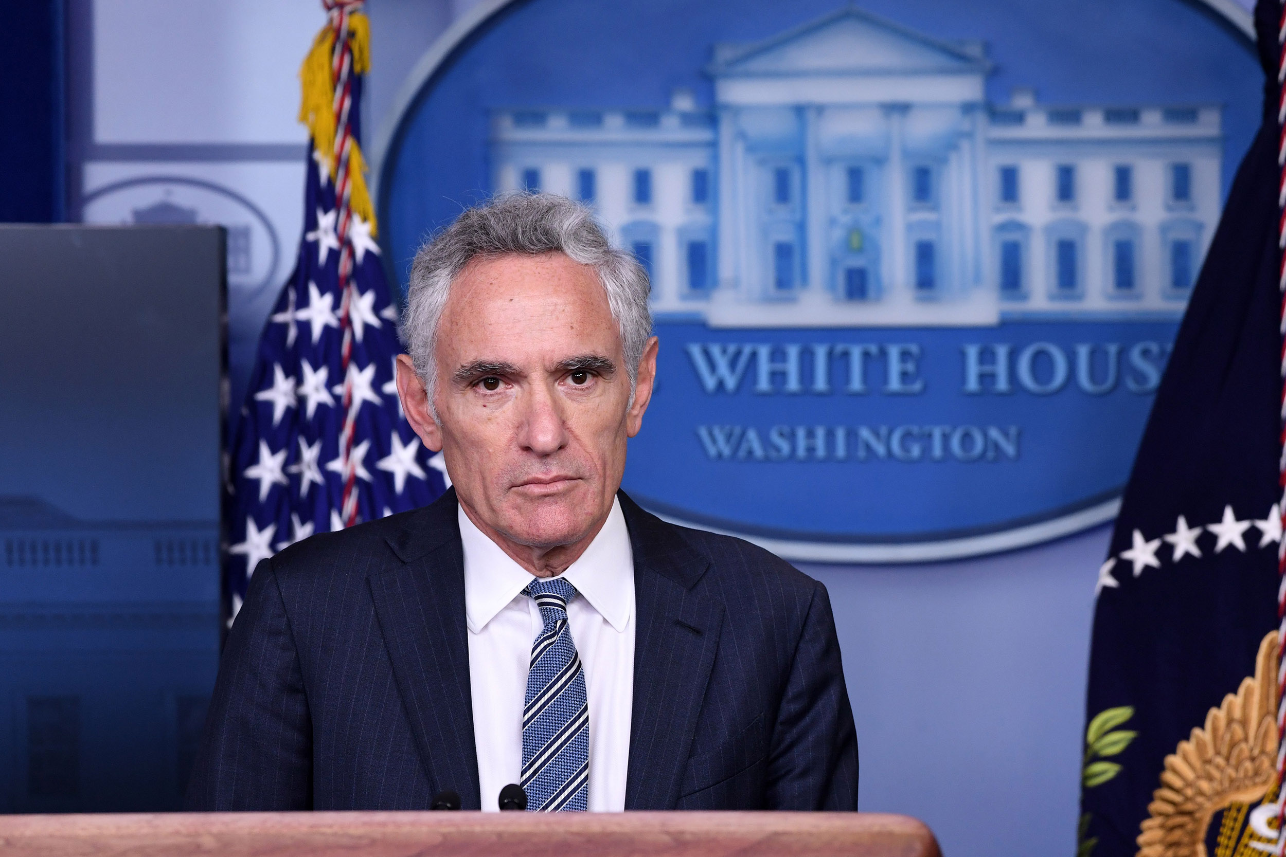 White House coronavirus adviser Dr. Scott Atlas speaks during a press conference at the White House in Washington DC, on September 18.