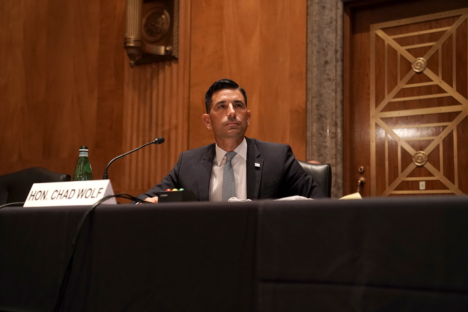 Then-acting Department of Homeland Security Secretary Chad Wolf testifies during his confirmation hearing before the Senate on September 23, 2020.