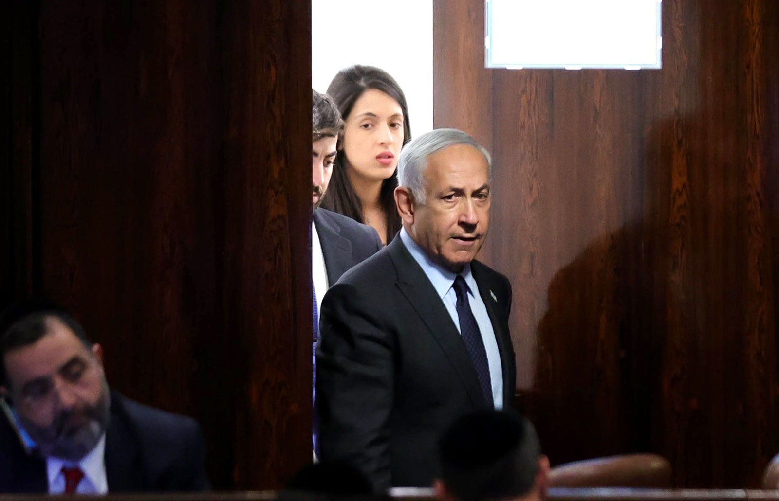 Prime Minister Benjamin Netanyahu appears at the Knesset, the Israeli parliament, in Jerusalem, on March 27. 