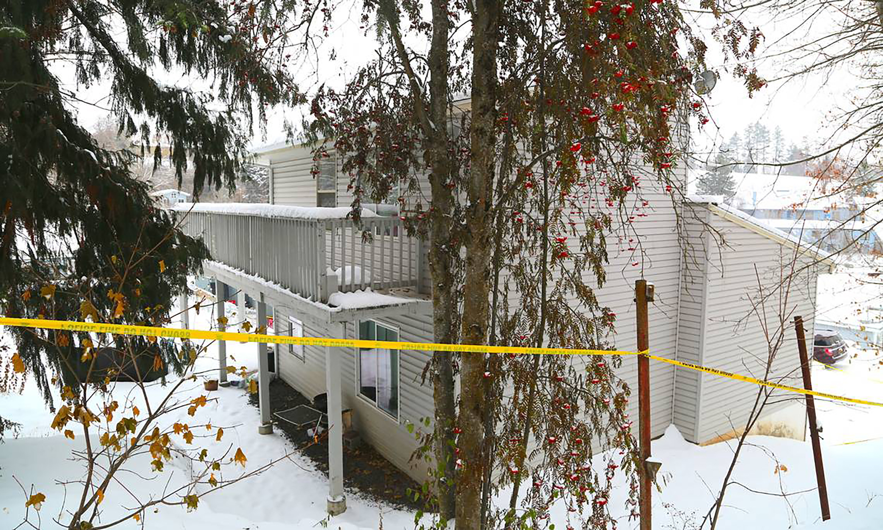 A view from the back of the house where police found four University of Idaho students stabbed to death on November 13.