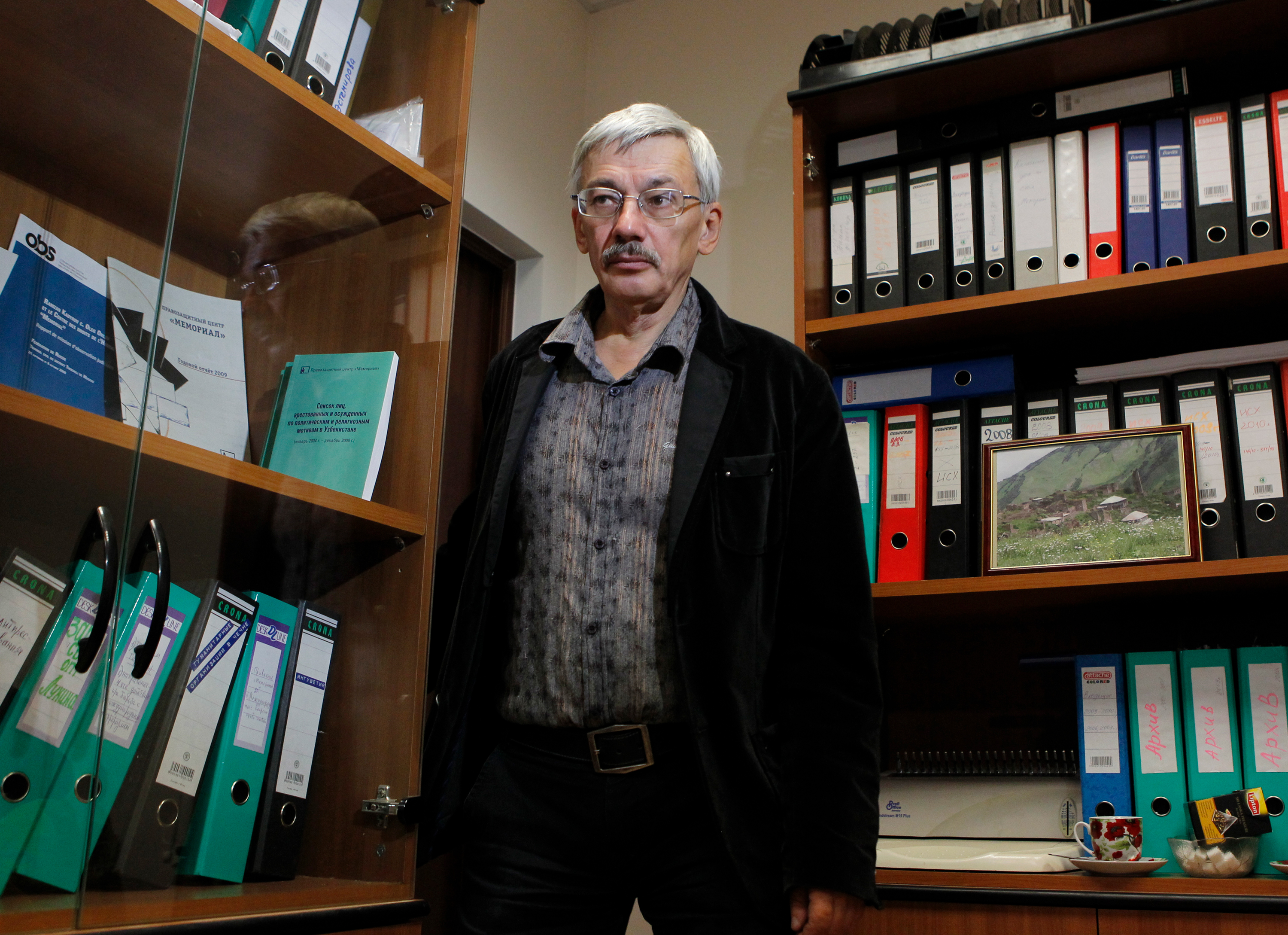 Oleg Orlov at his office in Moscow, on September 19, 2012.