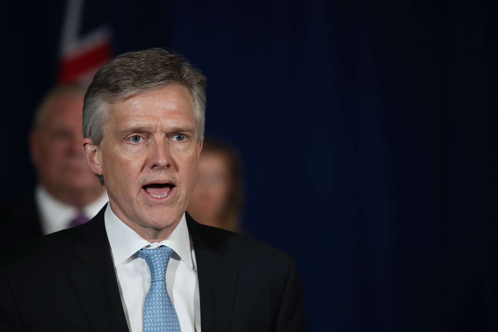 Rod Phillips, Minister of Finance, answers questions at a daily press conference in Toronto, on June 5, 2020.