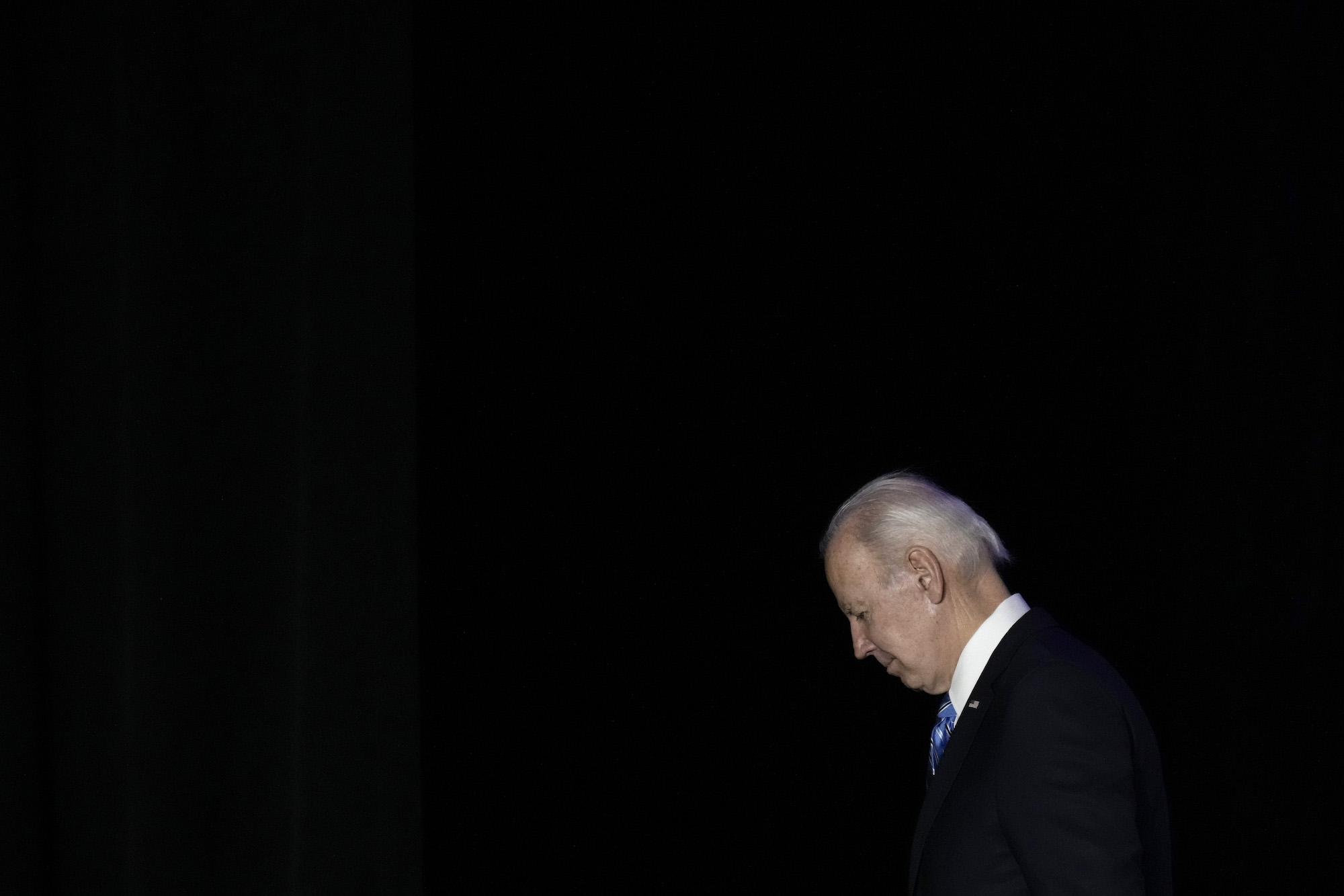 President Joe Biden departs after speaking in Baltimore on March 1.