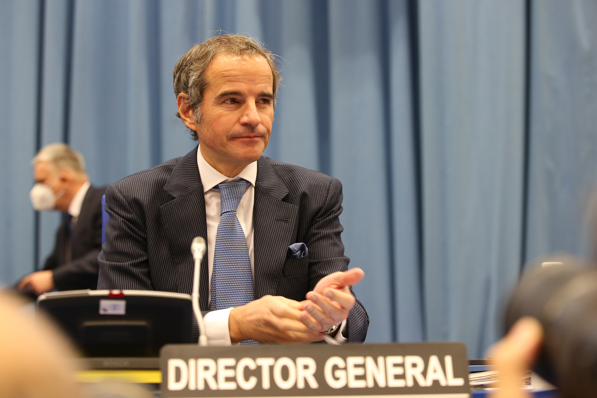 Director General of the International Atomic Energy Agency (IAEA) Rafael Mariano Grossi attends the IAEA Board of Governors meeting at the IAEA headquarters in Vienna, Austria, on March 7.