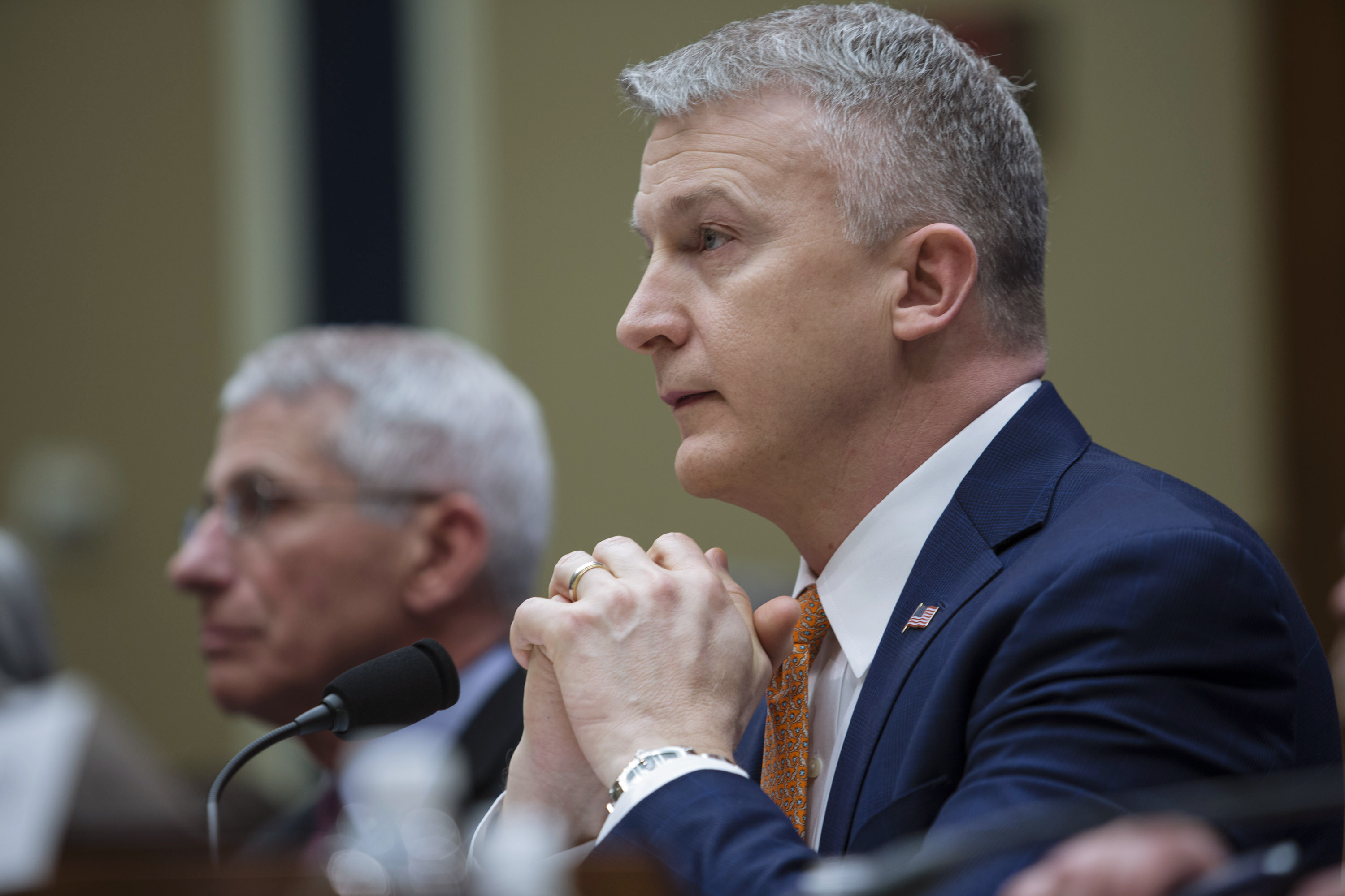 Dr. Rick Bright, then deputy assistant secretary for preparedness and response for Health and Human Services, listens during a hearing in Washington on March 8, 2018.