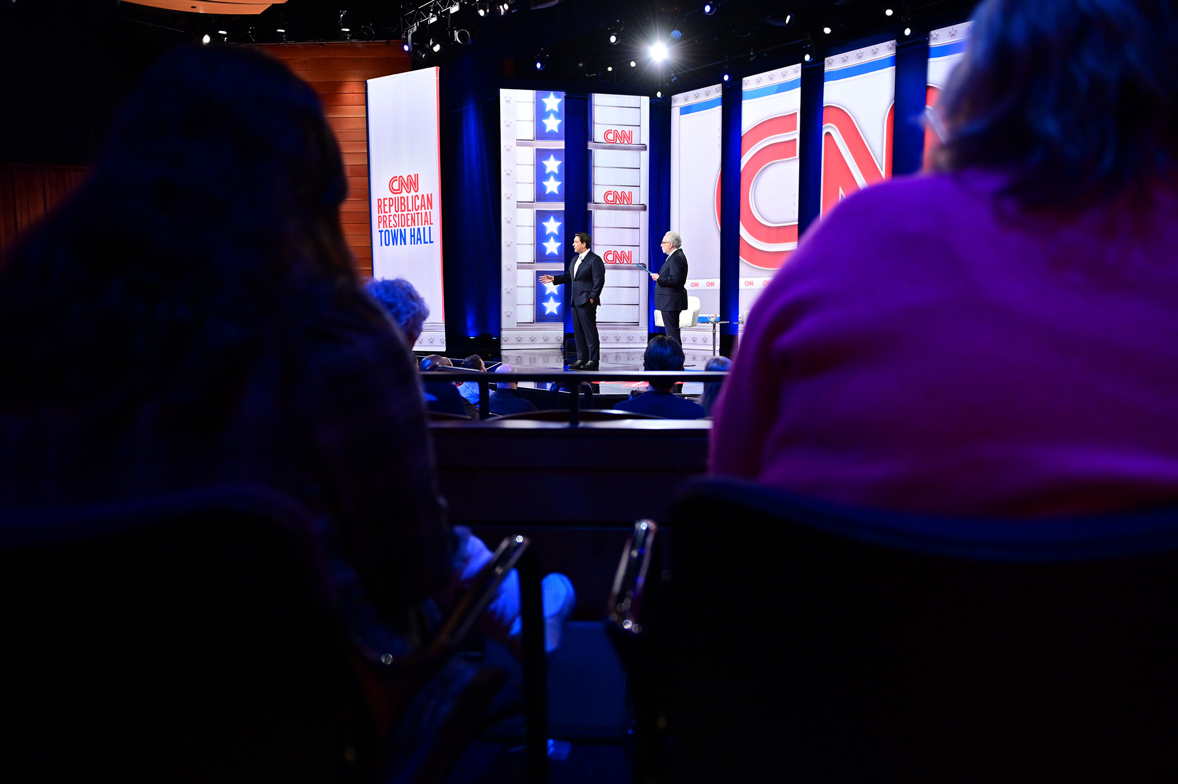 Florida Gov. Ron DeSantis answers a question during a CNN Republican Presidential Town Hall on Tuesday in New Hampshire.