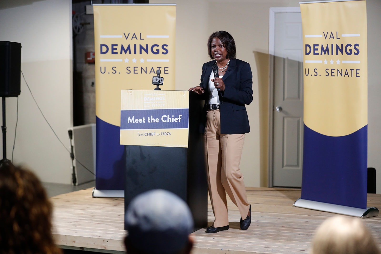 Rep. Val Demings delivers a campaign speech at an event in St. Petersburg, Florida, in June.