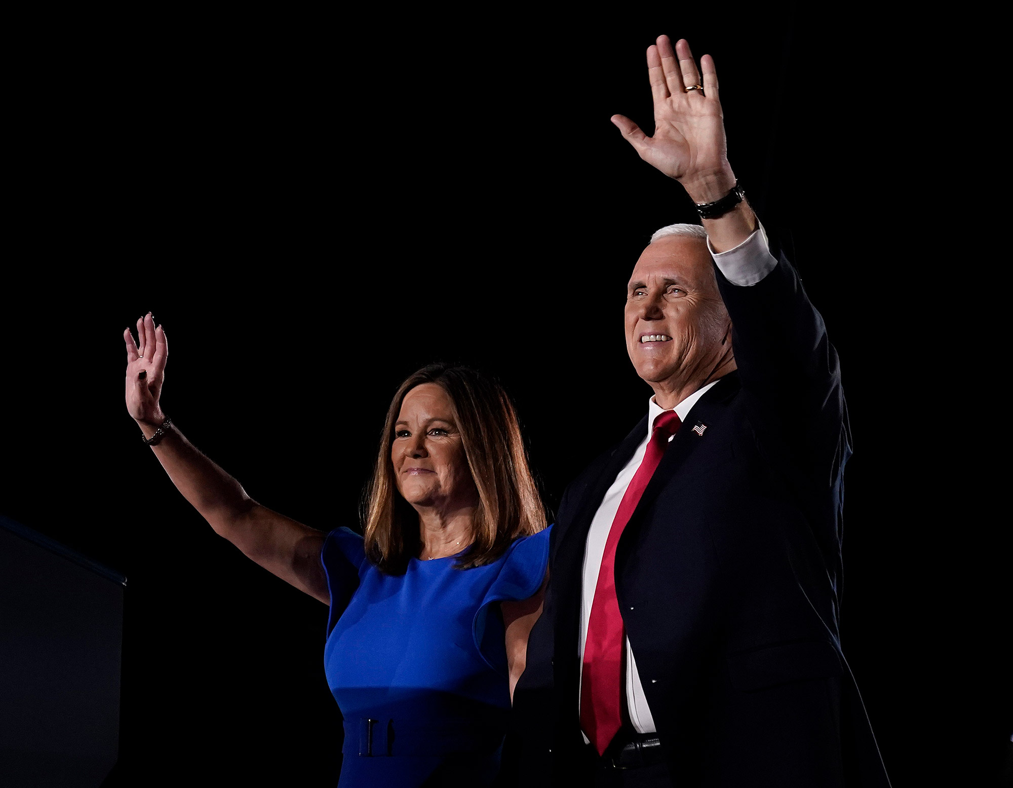 Vice President Mike Pence and second lady Karen Pence attend the Republican National Convention on August 26 in Baltimore, Maryland.