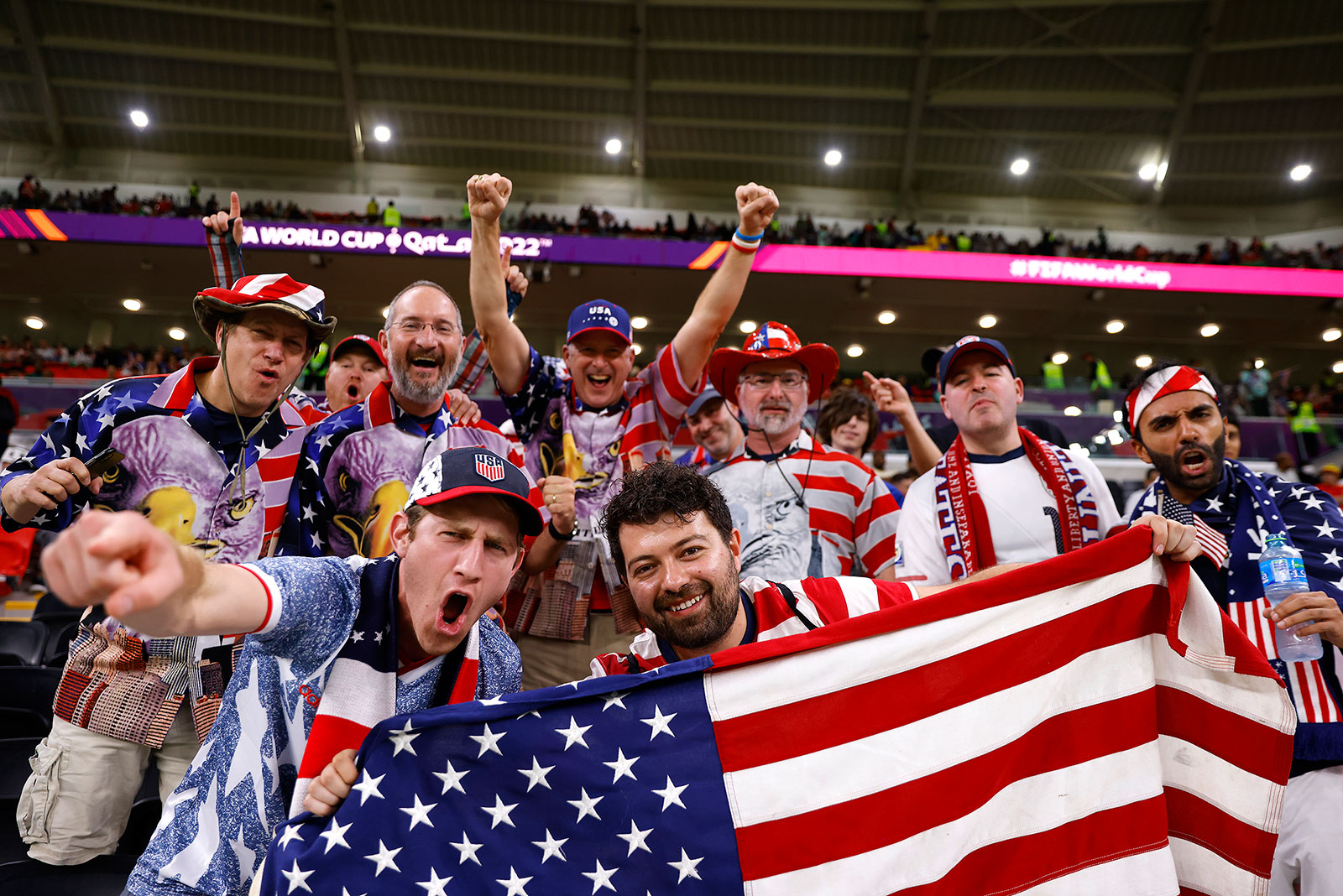 United States fans show their support prior to the match between USA and Wales on November 21.