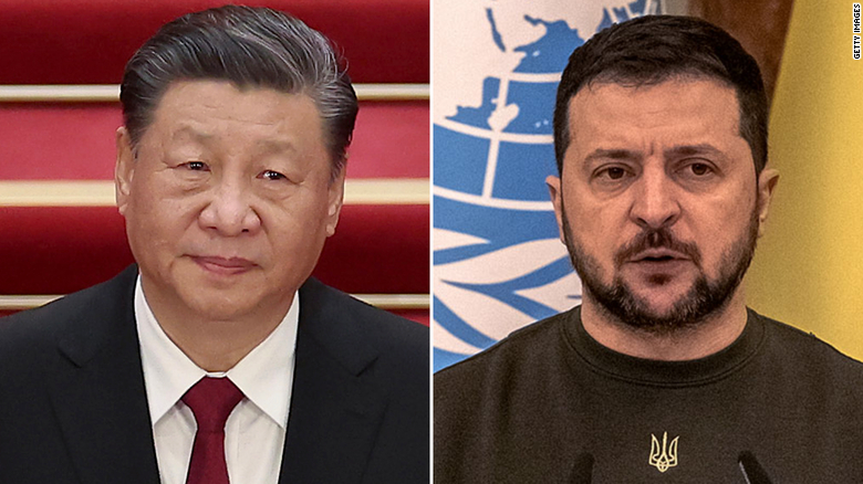 Chinese leader Xi Jinping and Ukrainian President Volodymyr Zelensky.