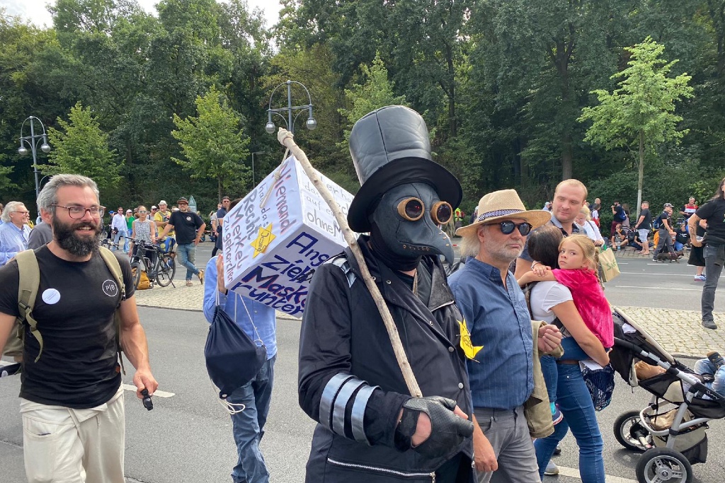 Roughly 20,000 people were expected at the protest in Berlin against the German government's handling of the pandemic.