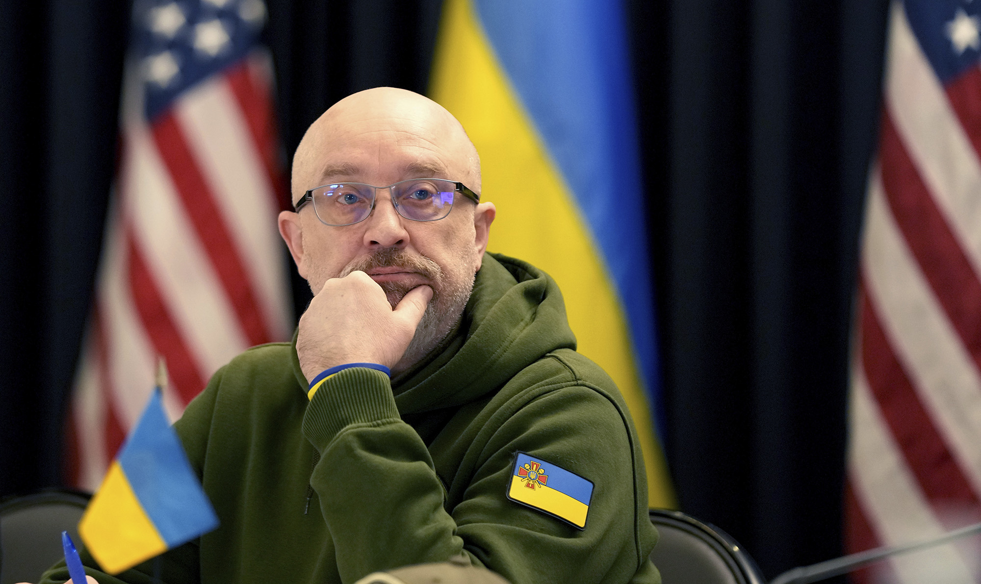 Ukrainian Minister of Defense Oleksii Reznikov attends the meeting of the 'Ukraine Defense Contact Group' at Ramstein Air Base in Ramstein, Germany, on January 20.