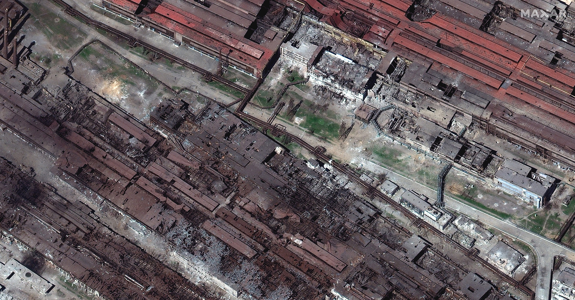 Azovstal steel plant in Mariupol, Ukraine is seen in this satellite image taken April 29. 