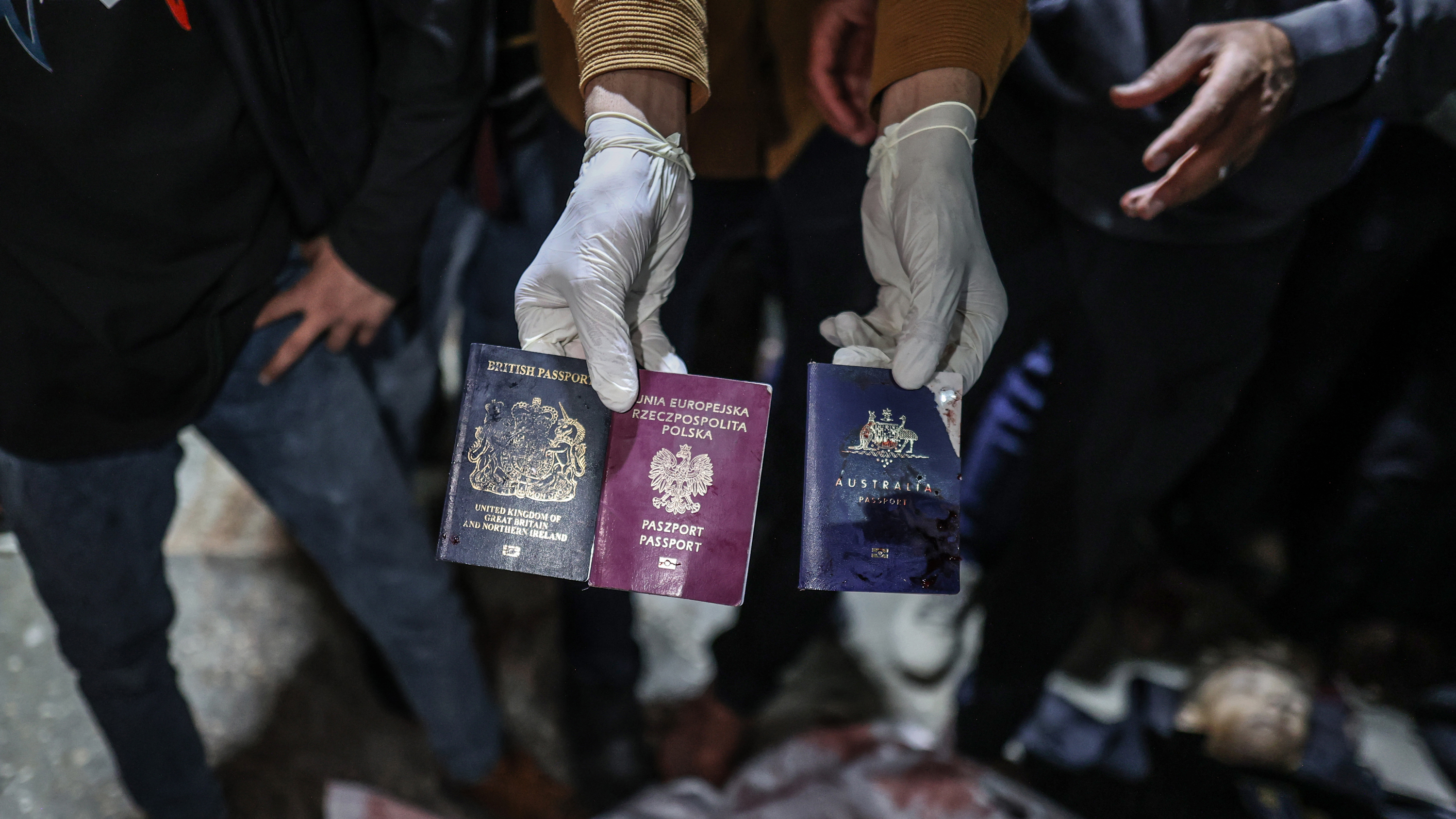 Passports of the officials working at World Central Kitchen who were killed in Deir Al-Balah, Gaza on April 1. 