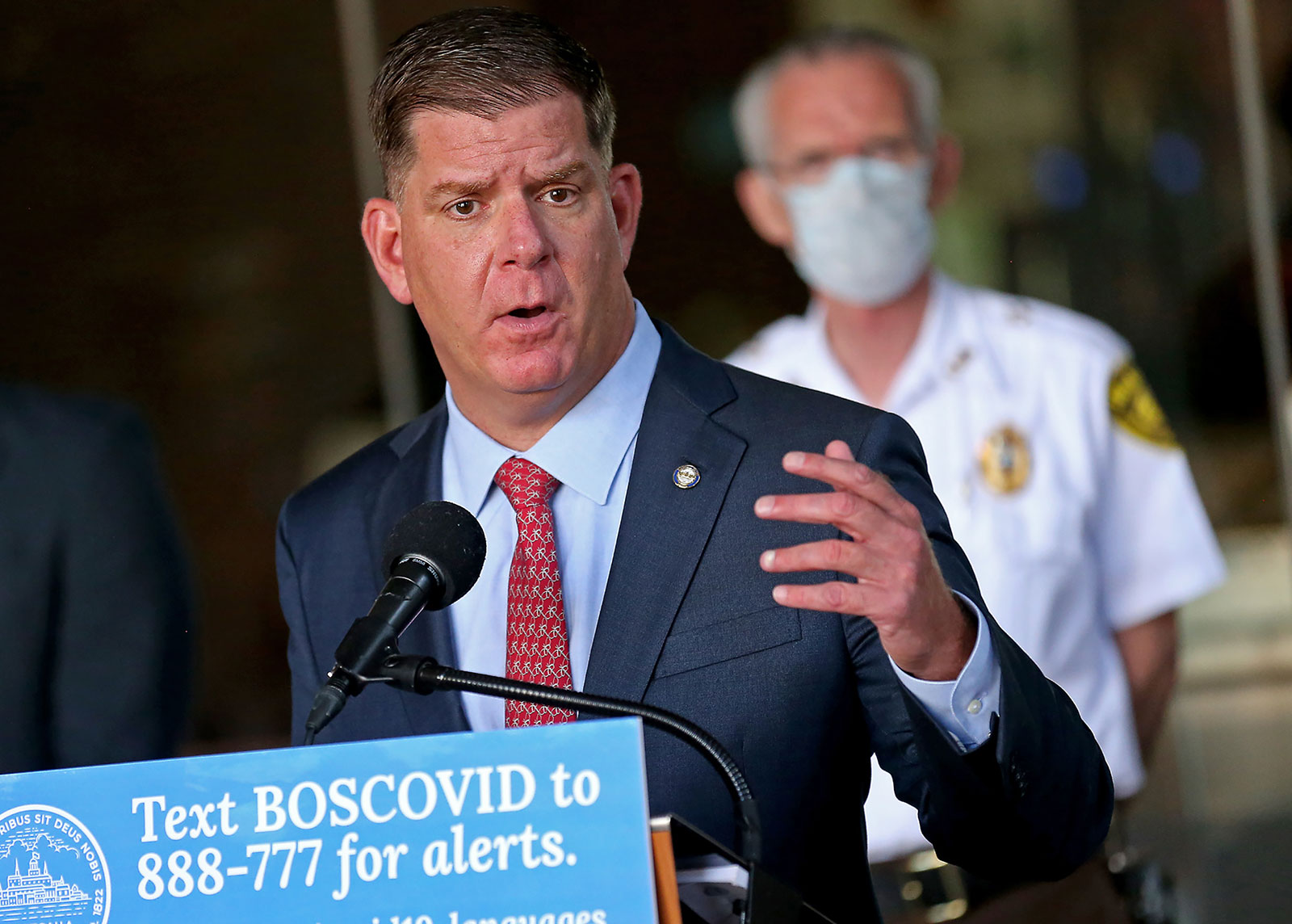 Boston Mayor Marty Walsh speaks at a press conference at Boston City Hall on July 2.