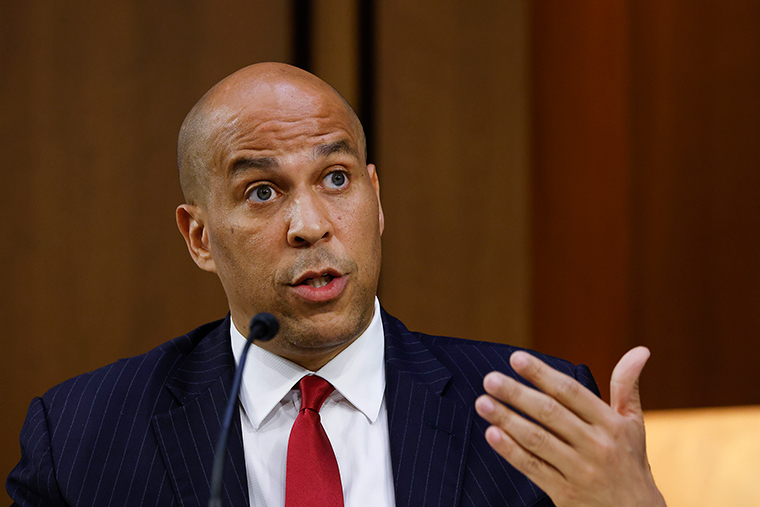 Sen. Cory Booker speaks during a confirmation hearing for Supreme Court nominee Amy Coney Barrett before the Senate Judiciary Committee, Tuesday, October 13.