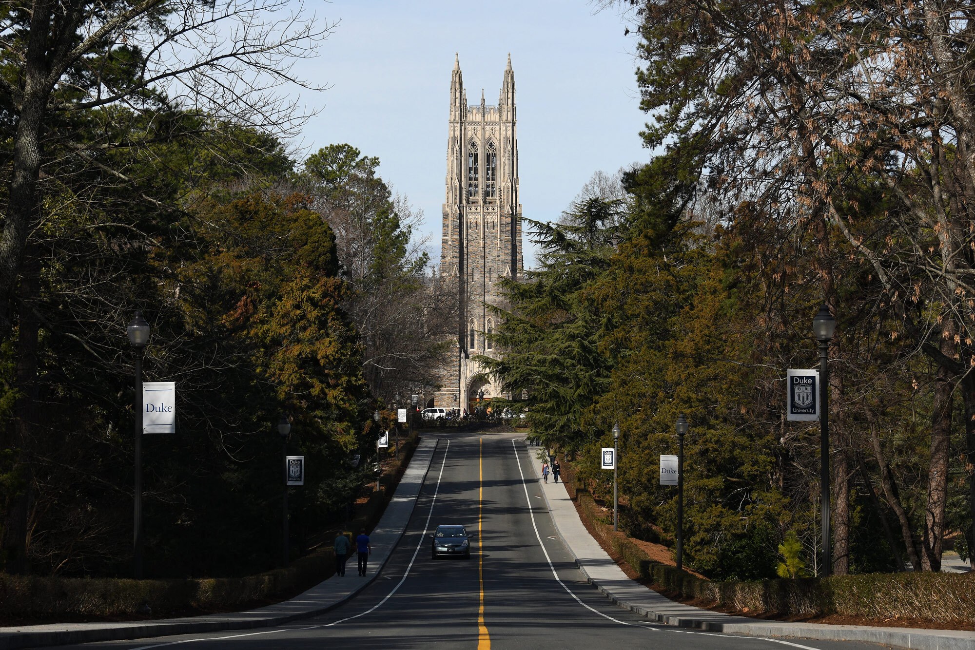 A general view of the Duke University Chapel on the campus of Duke University, in Durham, North Carolina, in 2018.
