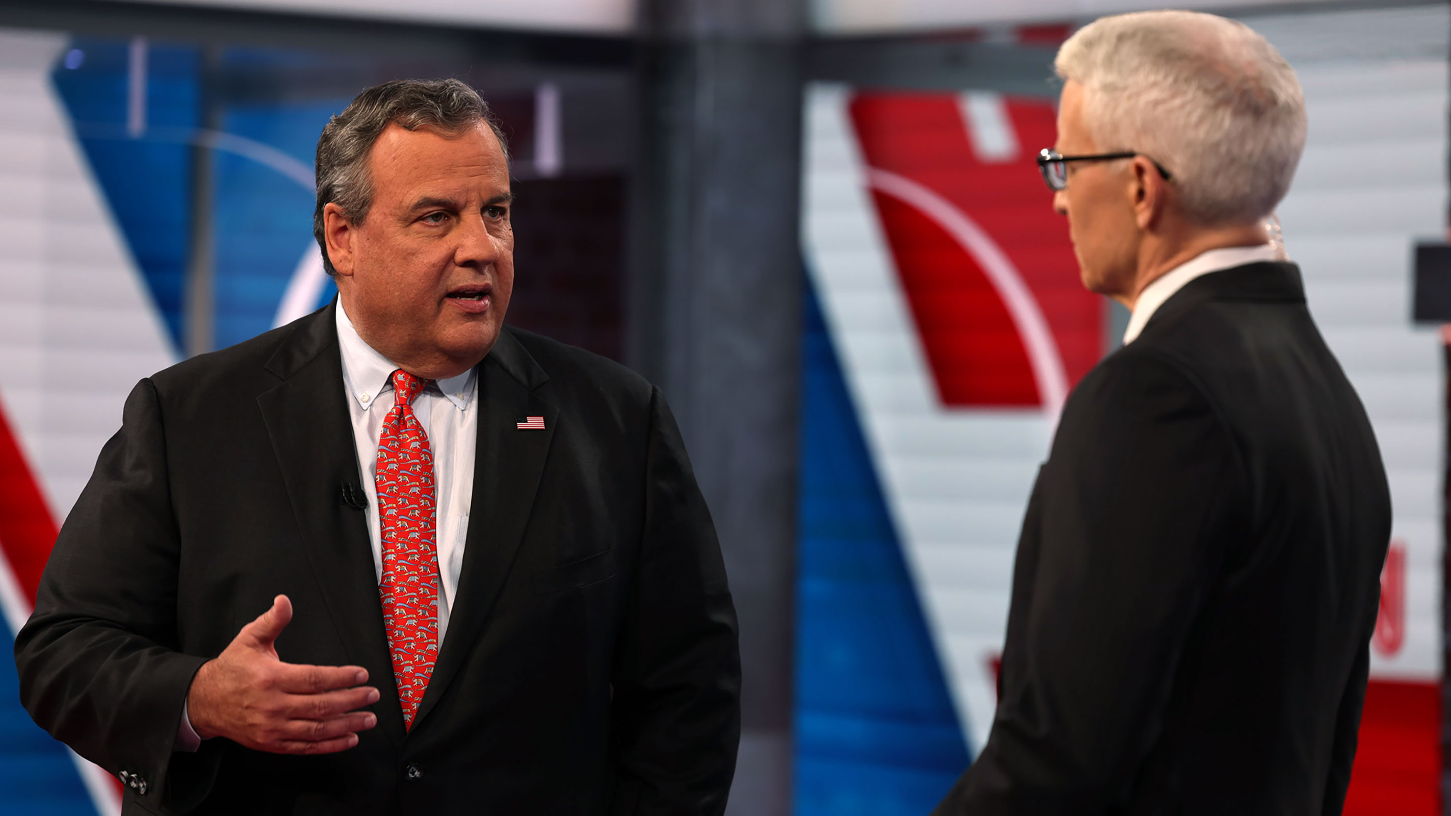 Chris Christie speaks during a CNN Republican Presidential Town Hall moderated by CNN’s Anderson Cooper in New York on Monday, June 12.