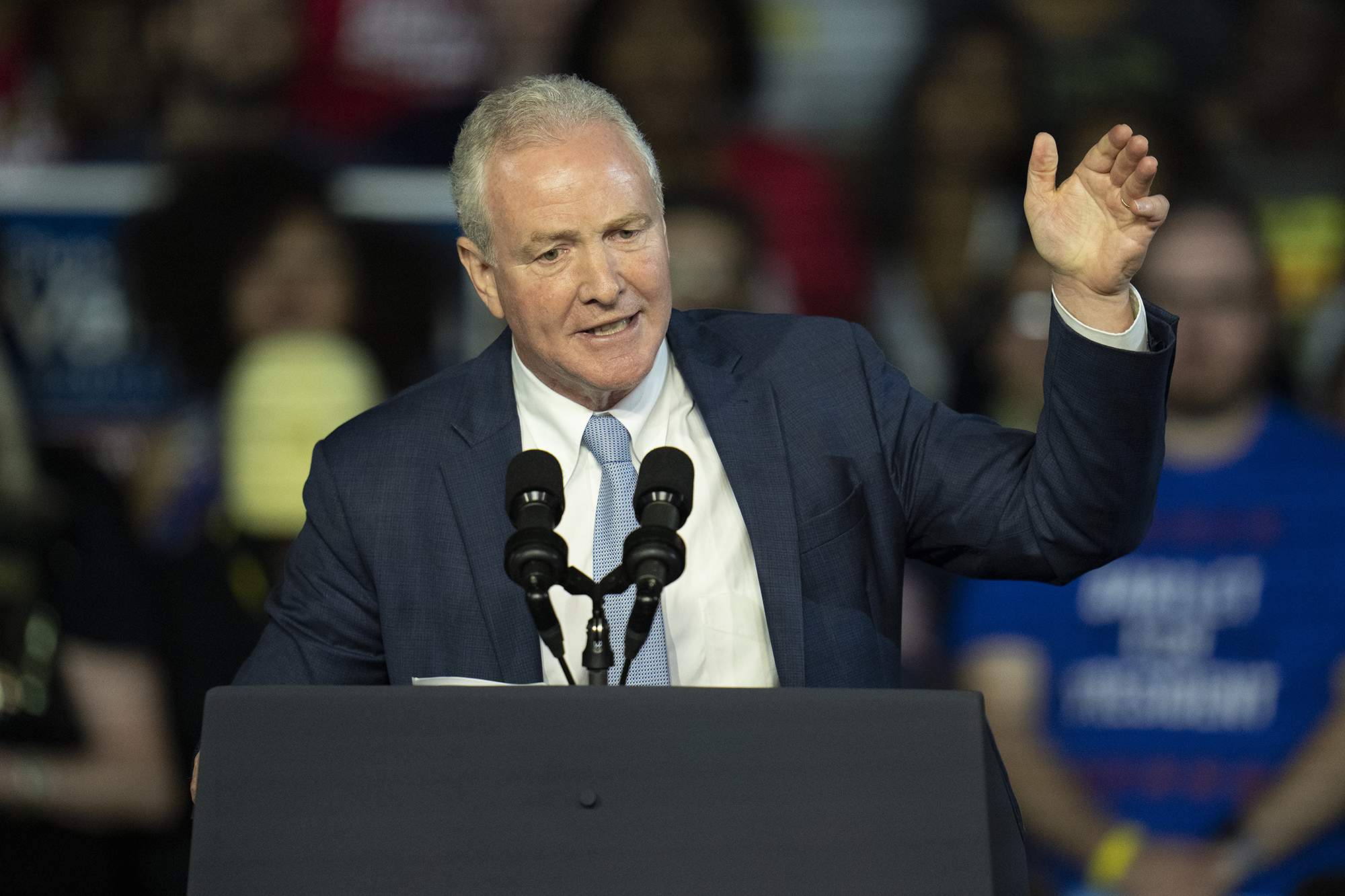 Sen. Chris Van Hollen speaks during an event at Bowie State University in Bowie, Maryland, on Monday.