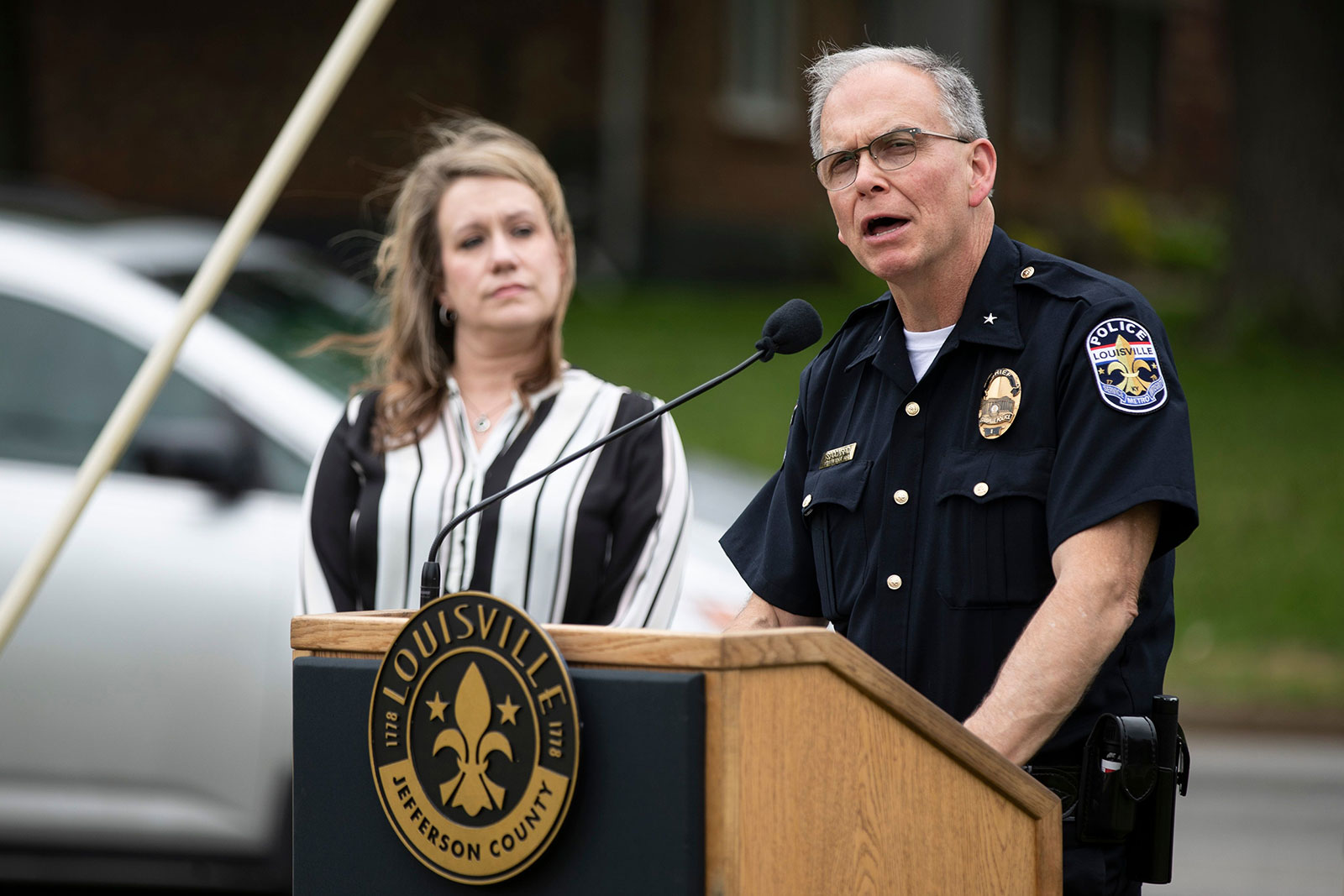 Louisville Metro Police Chief Steve Conrad speaks in Jeffersontown, Kentucky, in 2019.