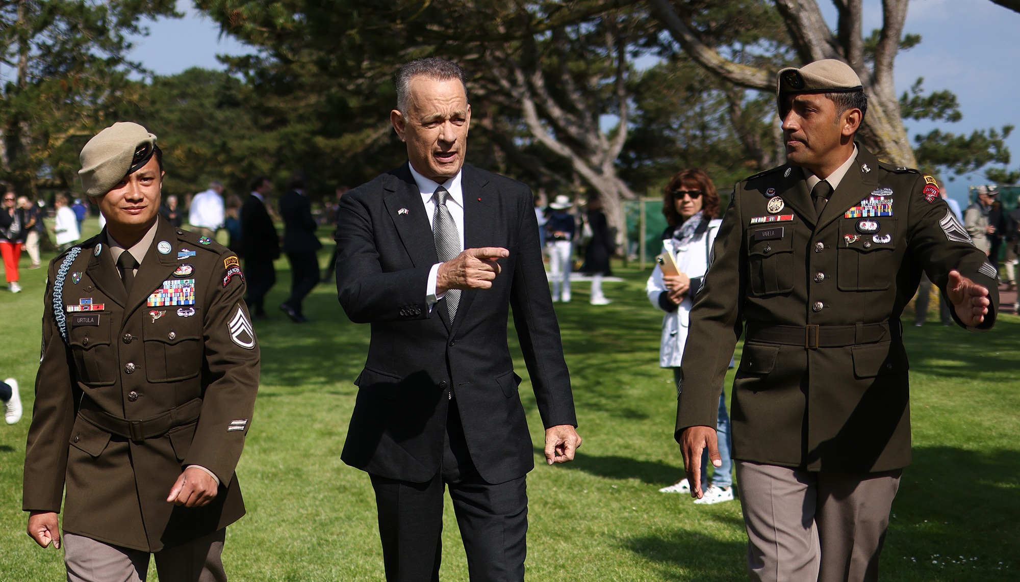 Tom Hanks during a walk about at the Normandy American Cemetery ahead to the US ceremony marking the 80th Anniversary of D-Day at Normandy American Cemetery, Colleville-sur-Mer, France, on June 6.