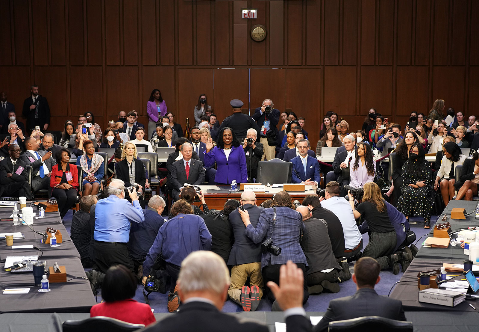 Supreme Court nominee Judge Ketanji Brown Jackson is sworn in during her confirmation hearing on Capitol Hill on Monday. 