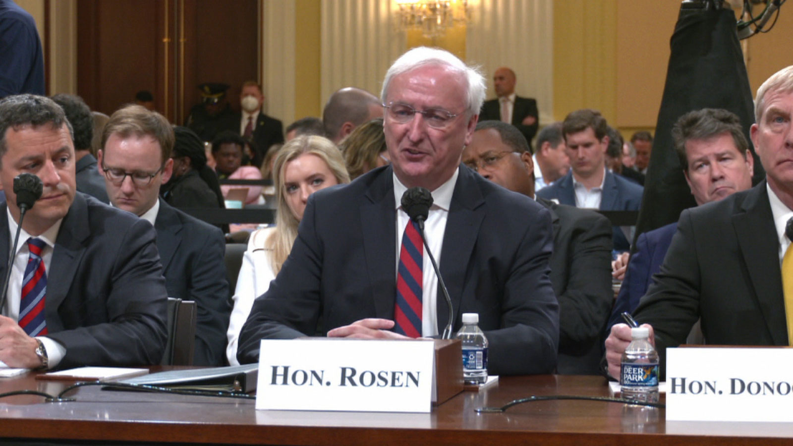 Former acting Attorney General Jeffrey Rosen testifies during Thursday's hearing.