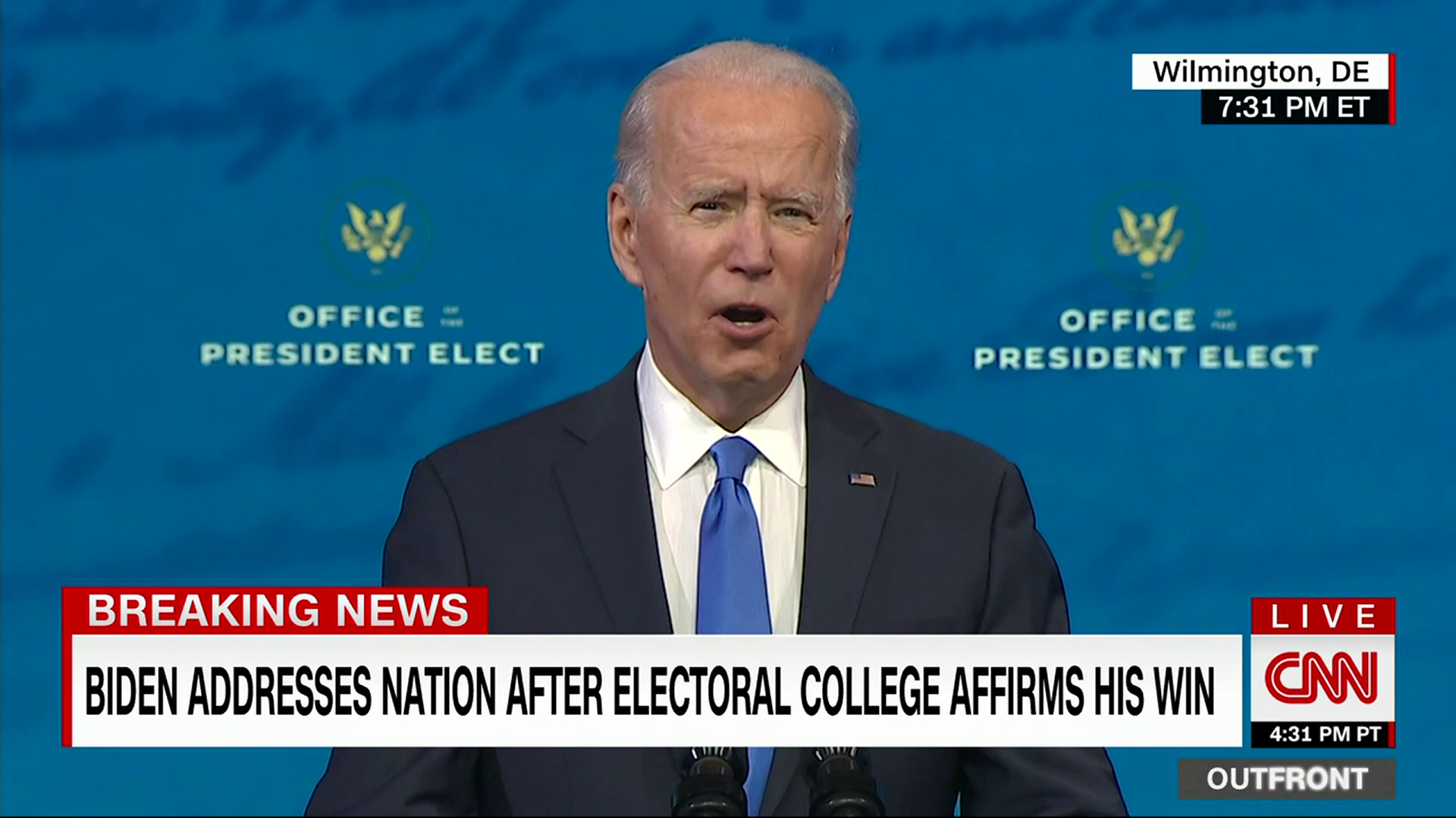 Biden After Electoral College Vote: "The Will Of The People Prevailed"