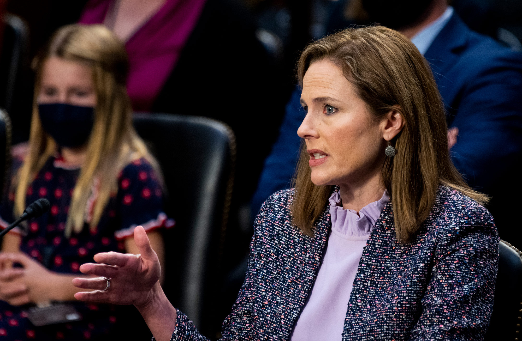 Supreme Court nominee Judge Amy Coney Barrett testifies before the Senate Judiciary Committee on the third day of her Supreme Court confirmation hearing on Capitol Hill on October 14 in Washington, DC. 