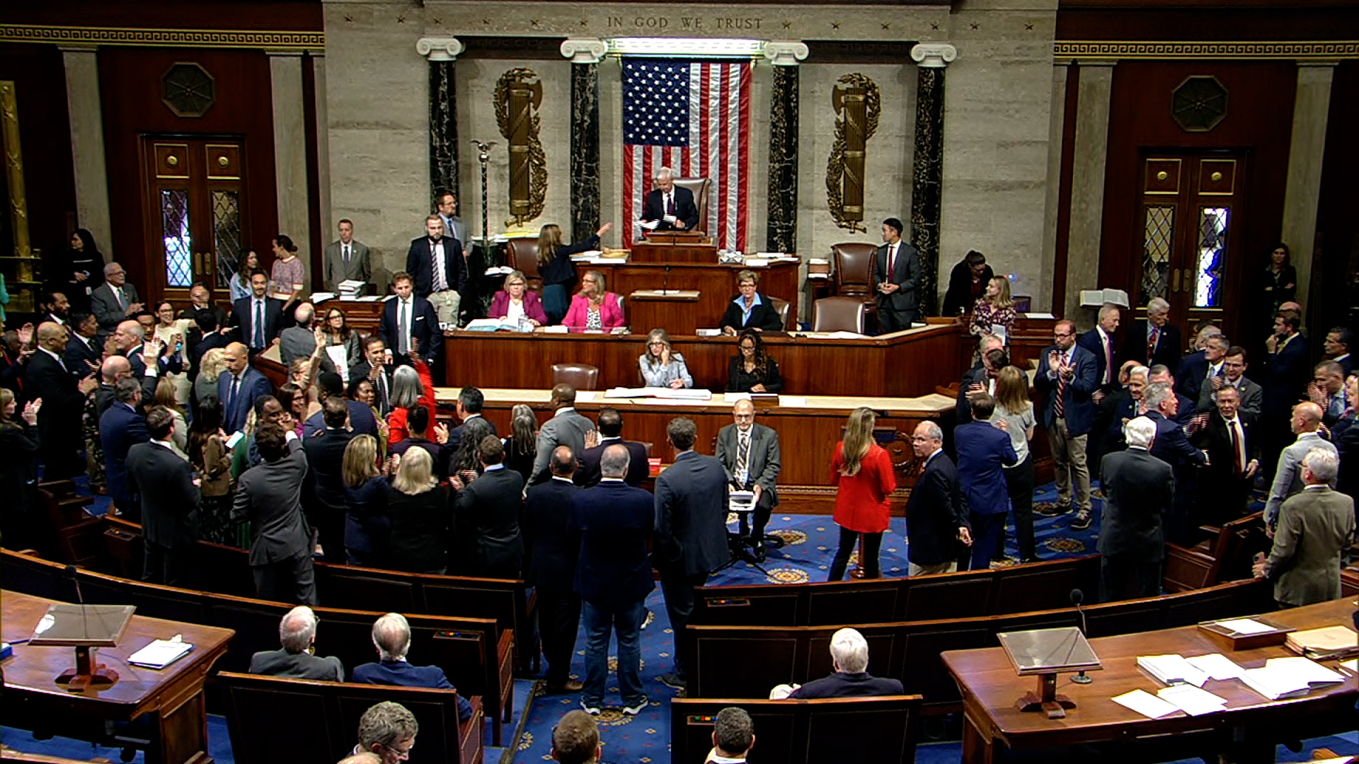 The House floor shortly after they passed a 45-day short term spending resolution, which includes natural disaster aid but not additional funding for Ukraine or border security. The final vote tally was 335-91.