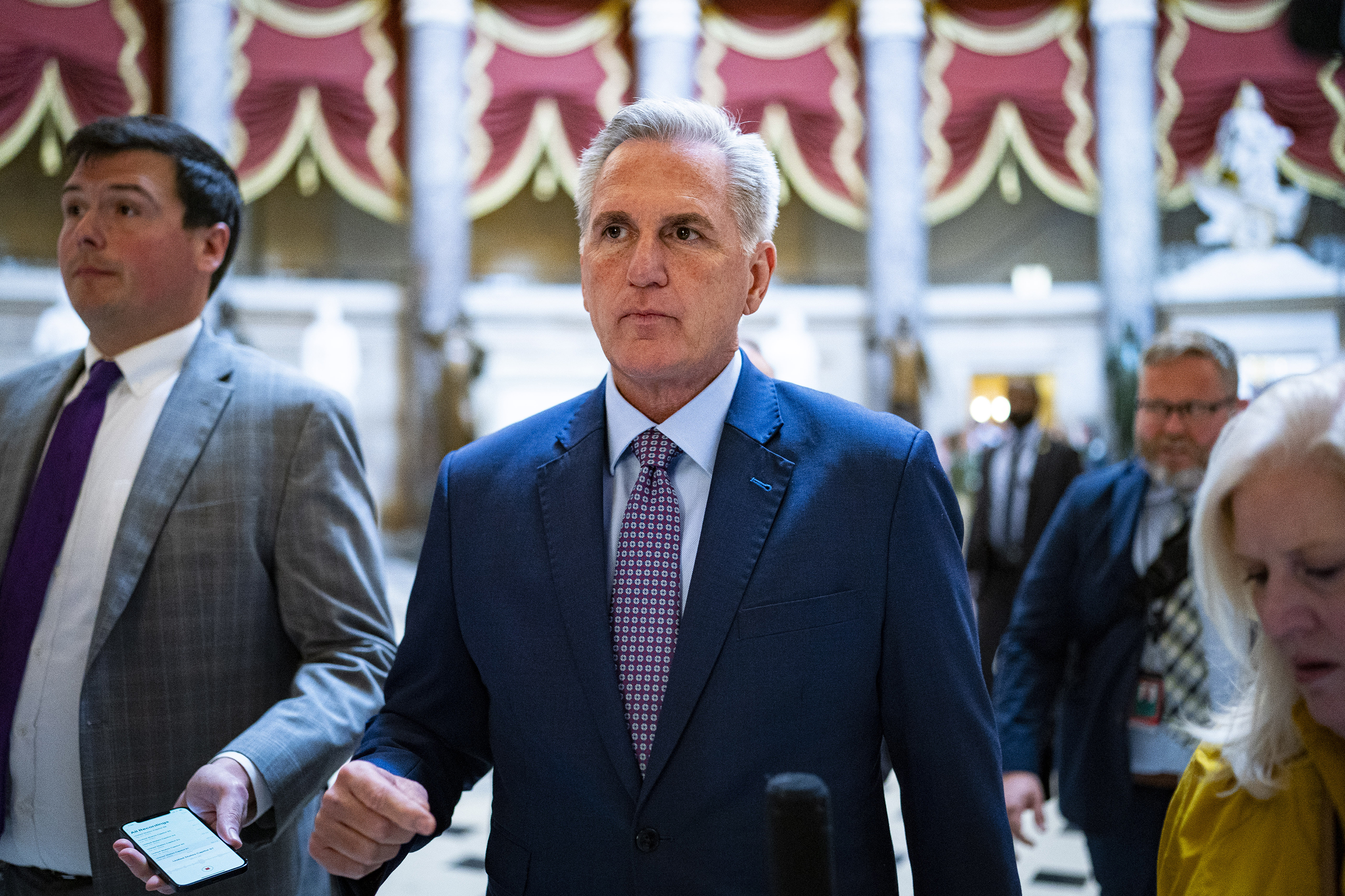 US House Speaker Kevin McCarthy walks to the House floor at the US Capitol in Washington, DC, on Tuesday, May 9.