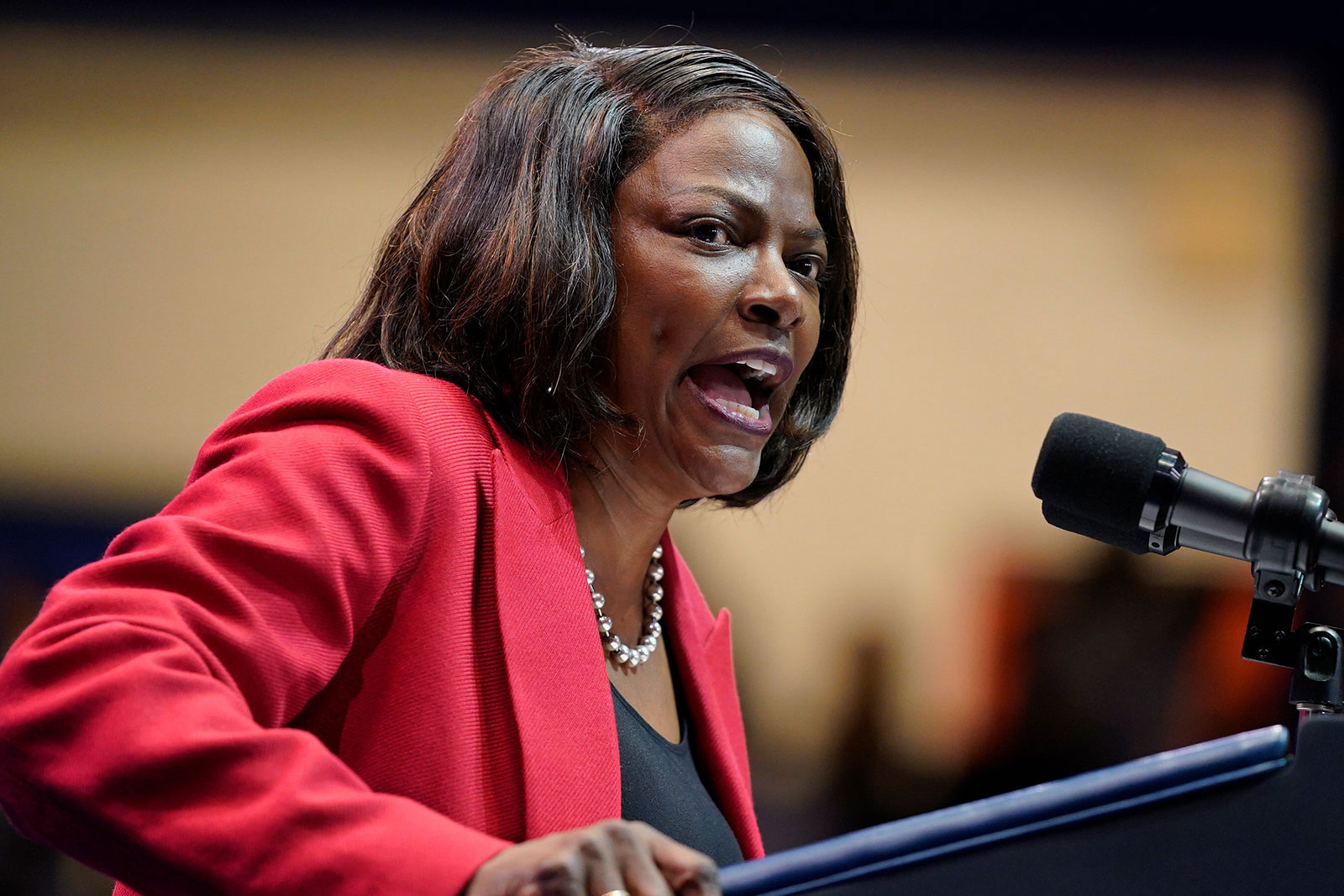 Rep. Val Demings speaks before President Joe Biden at a campaign rally Tuesday evening in Miami Gardens, Florida.