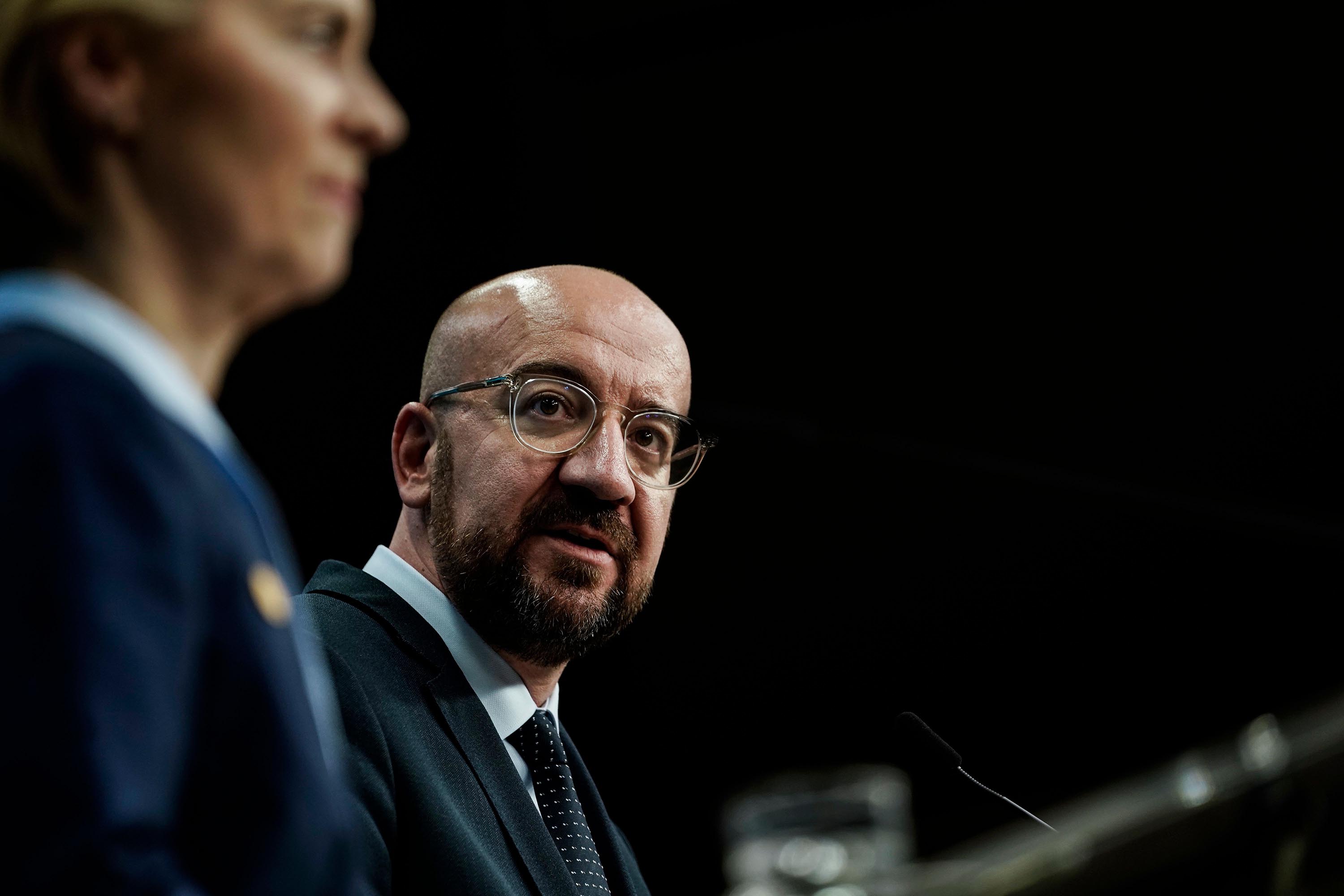 President of the European Council Charles Michel speaks in Brussels early on Friday. Photo: Kenzo Tribouillard/AFP via Getty Images