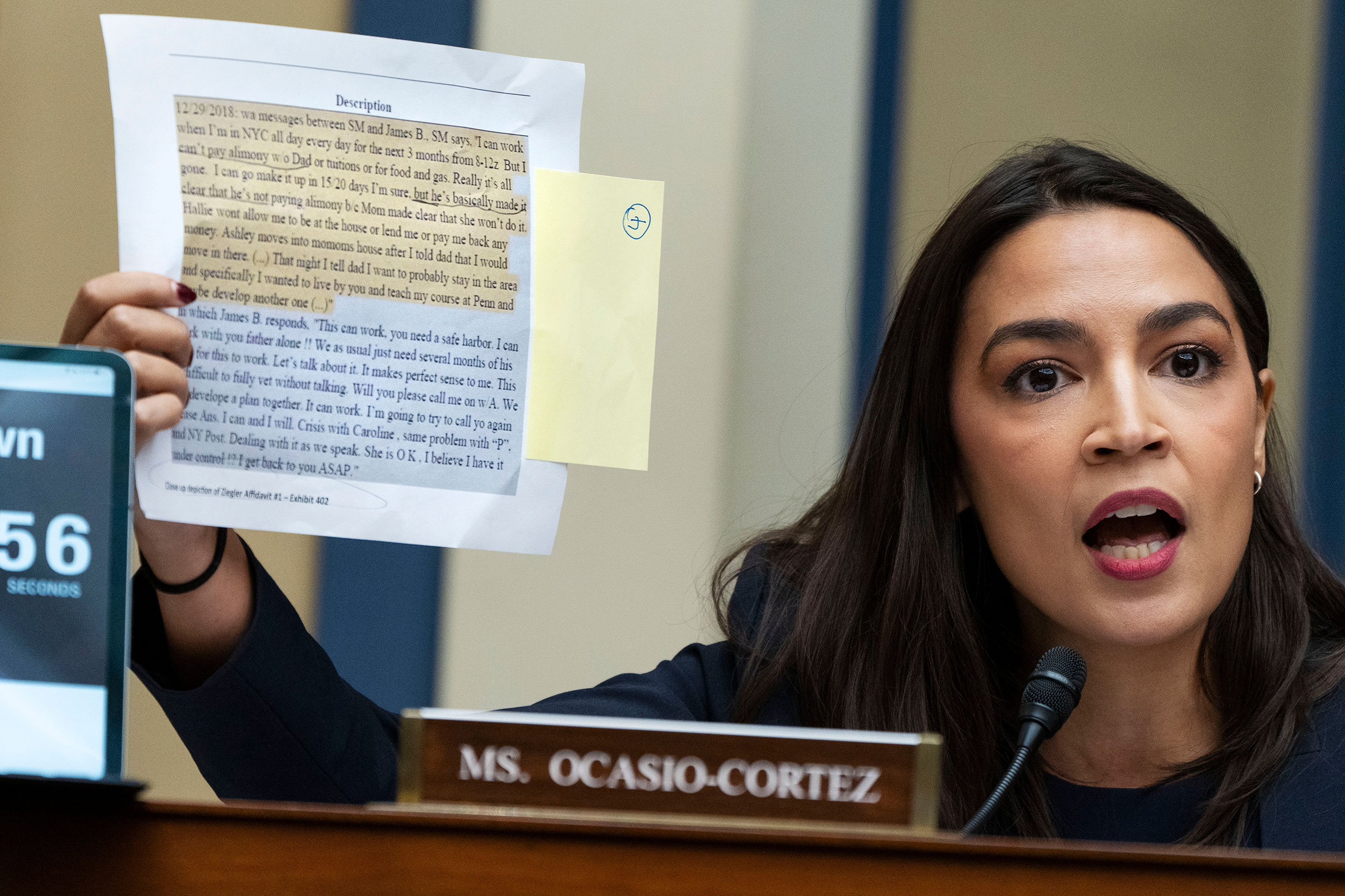 Rep. Alexandria Ocasio-Cortez speaks during a House Oversight Committee impeachment inquiry into President Joe Biden, on Thursday in Washington, DC. 