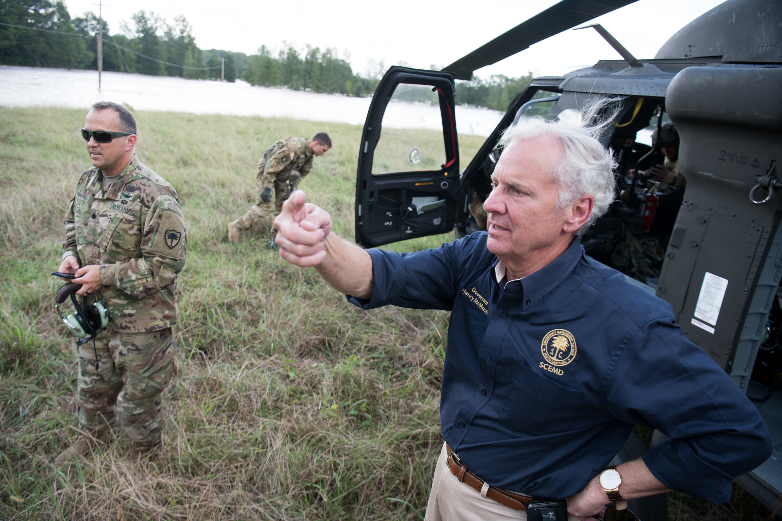 South Carolina Gov. Henry McMaster discusses rising floodwaters from Hurricane Florence in 2018 in Wallace.