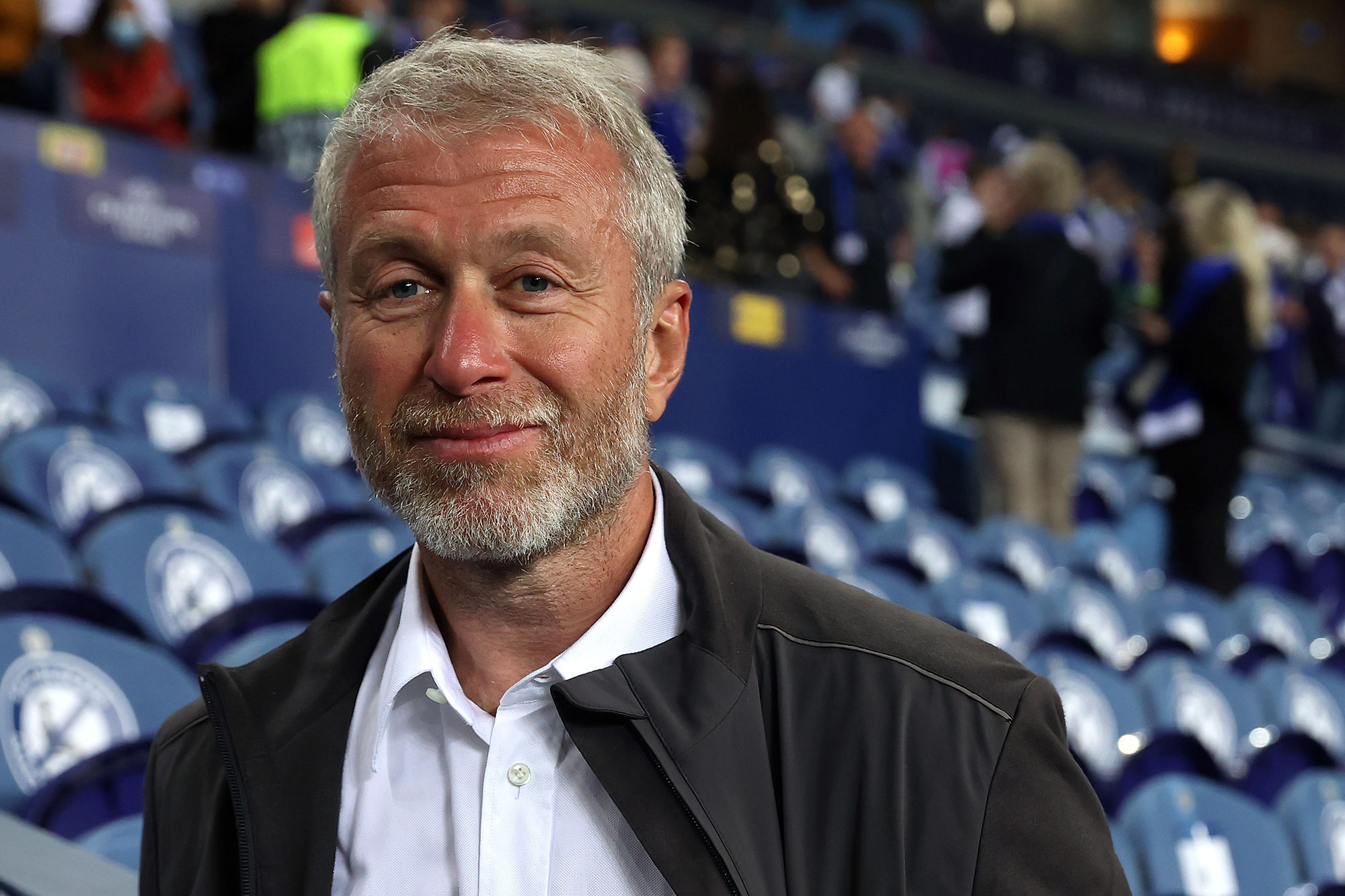 Roman Abramovich attends a Chelsea FC match in Porto, Portugal in 2021.