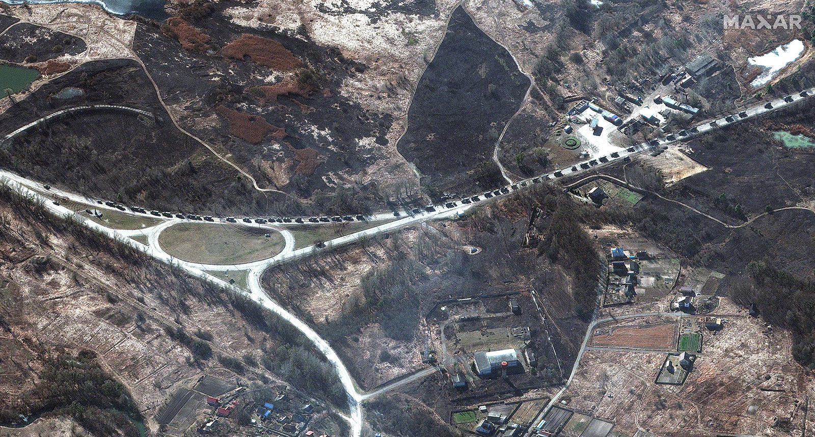 A satellite image shows the convoy on February 28. 