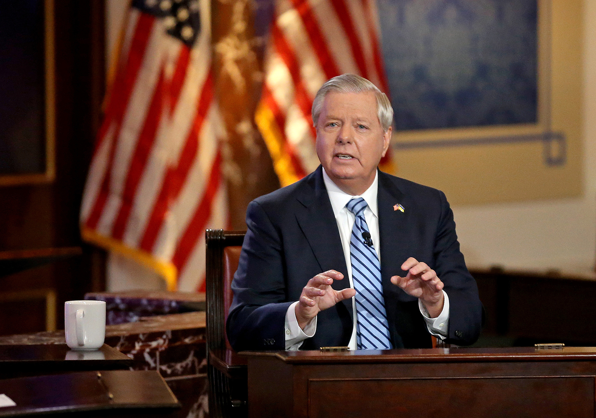 Sen. Lindsey Graham participates in a debate in Boston, Massachusetts on June 13. 