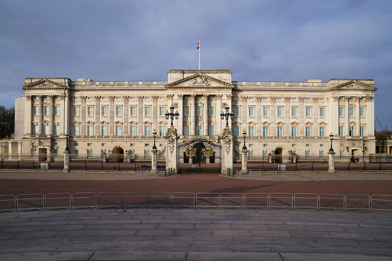 The exterior of Buckingham Palace in London.
