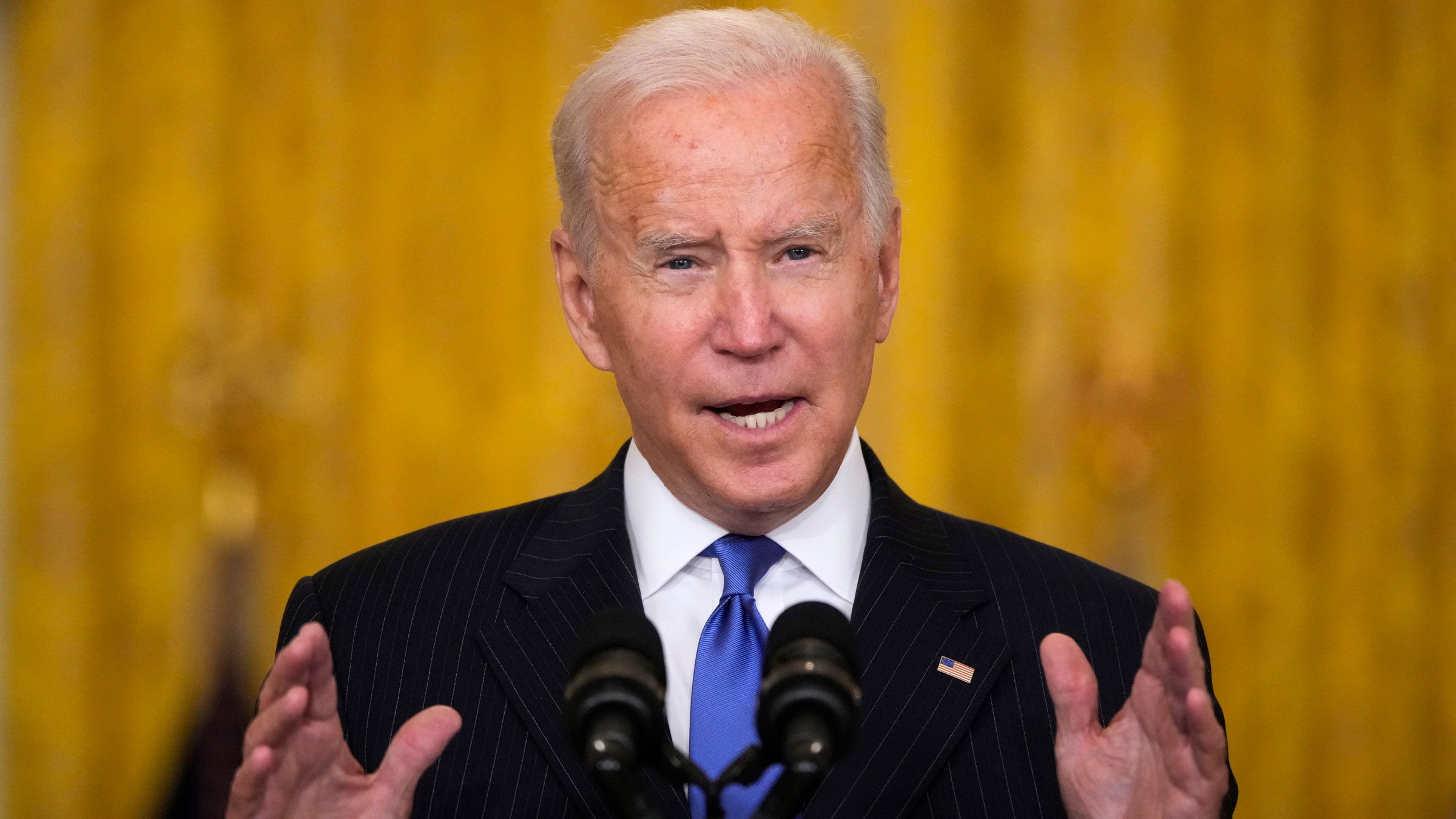 President Joe Biden speaks at the White House on Wednesday.