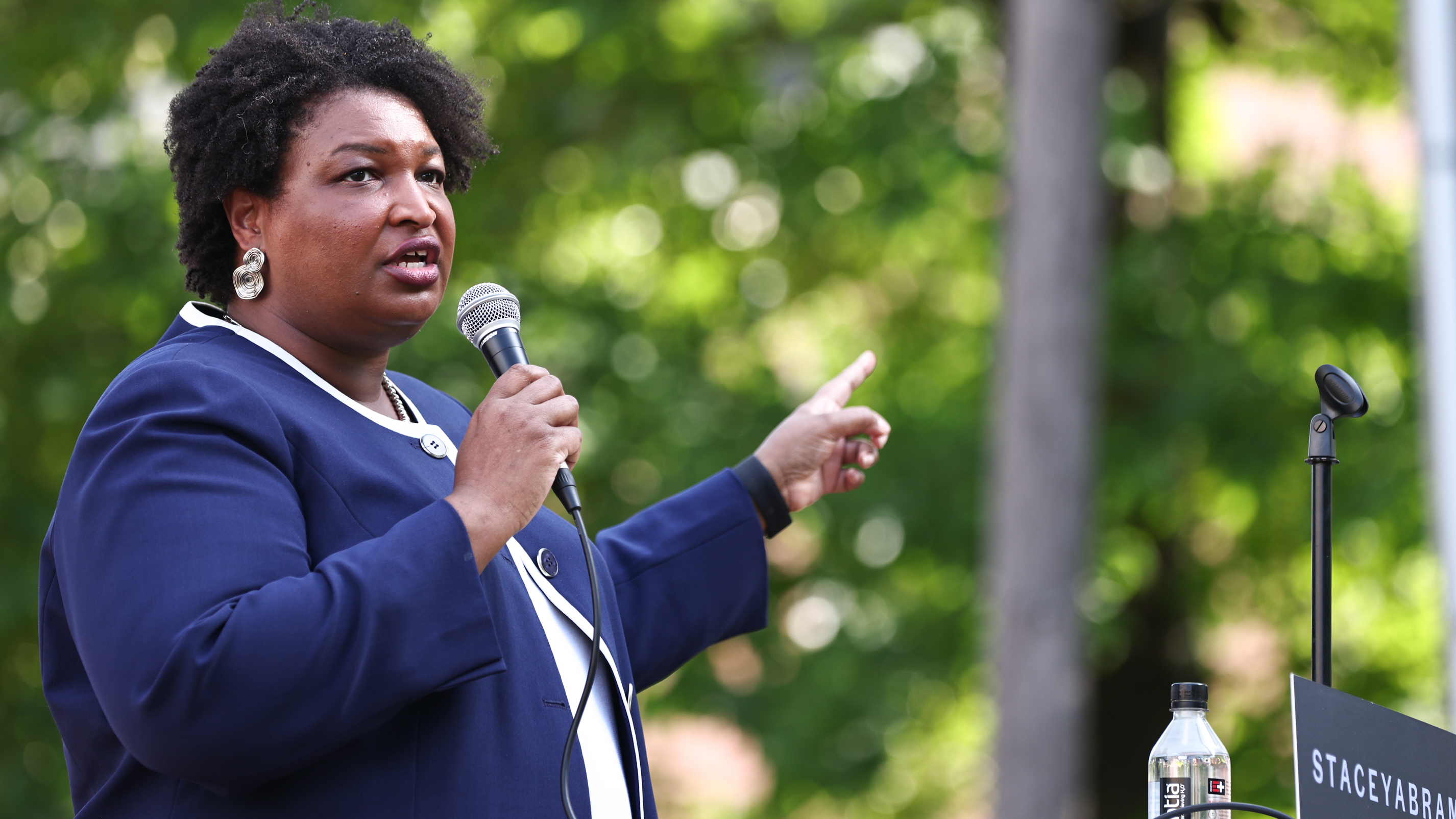 Stacey Abrams speaks during a campaign event in Reynolds, Georgia on June 4th. 