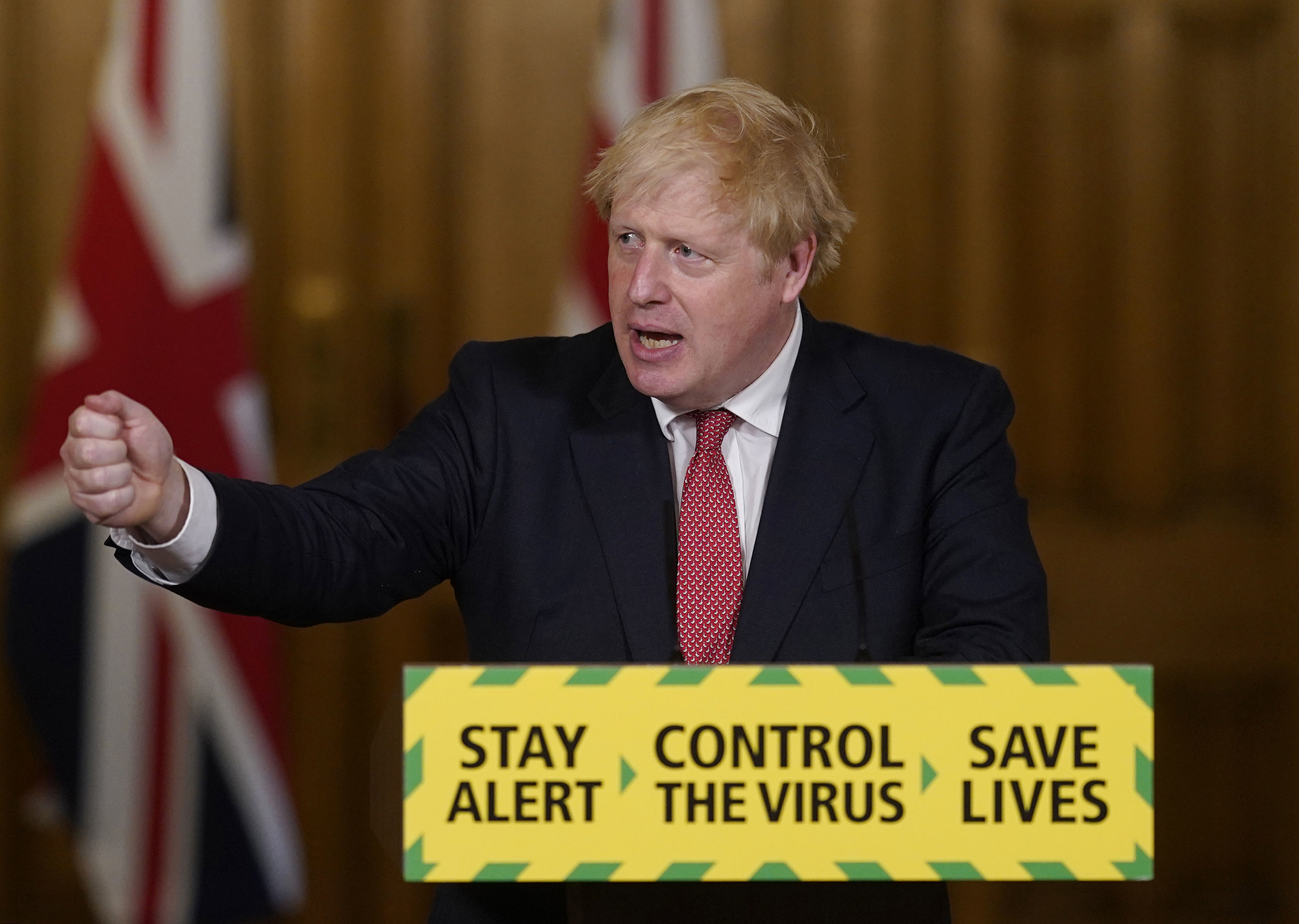 Prime Minister Boris Johnson speaks during a media briefing on coronavirus in Downing Street, London, Friday, July 17.