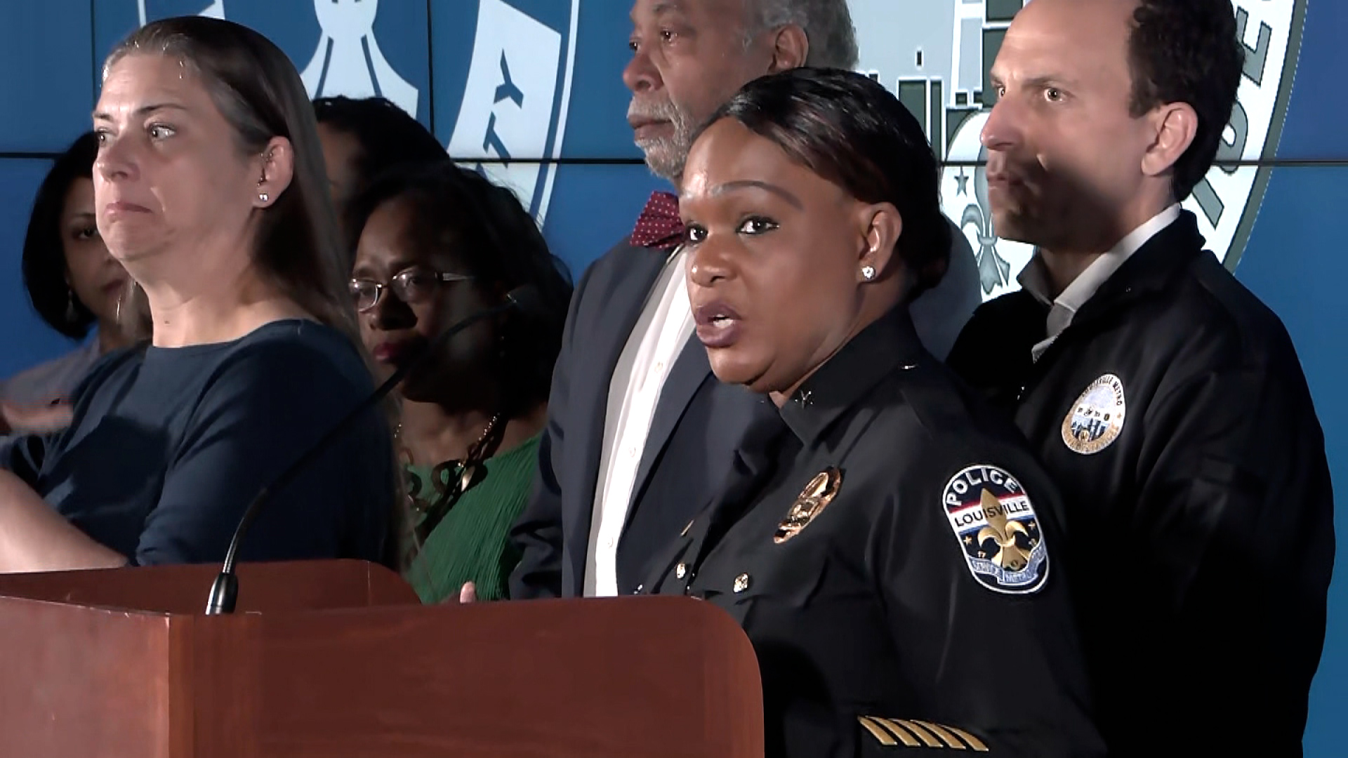 Jacquelyn Gwinn-Villaroel, the interim chief of the Louisville police department, speaks during a press conference on Monday in Louisville. 