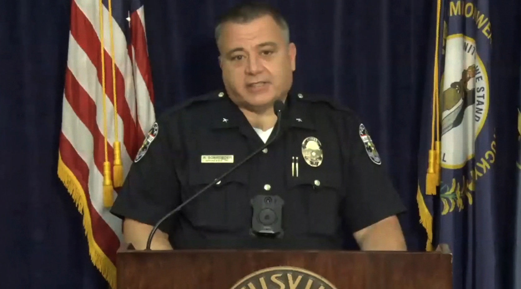 Louisville Metro Police Department Chief Robert Schroeder speaks during a press conference on Thursday, September 24. 