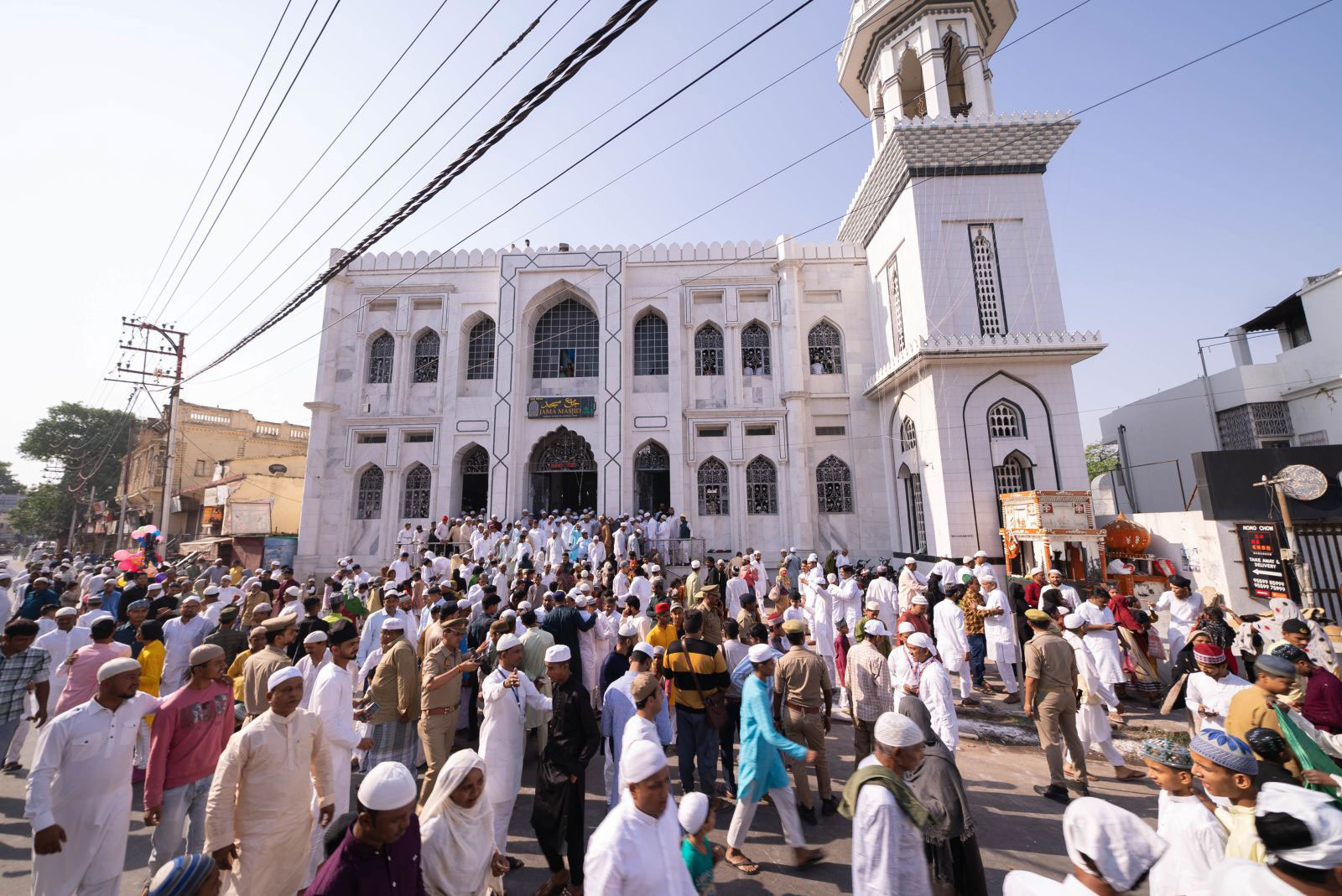 Muslims in Varanasi pray during Eid, which marks the end of the holy month of Ramadan. 