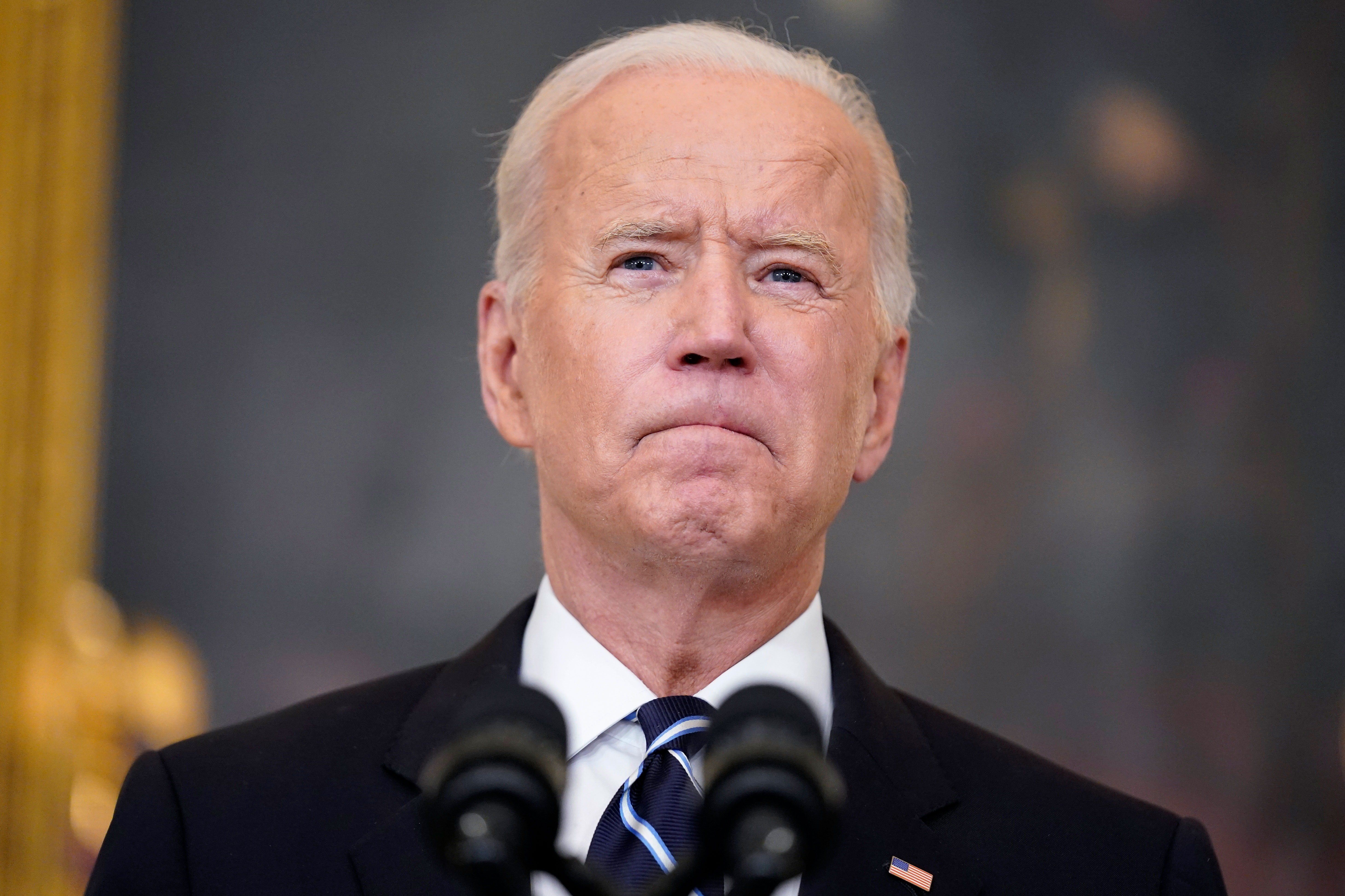 President Joe Biden pauses as he speaks from the White House on September 9.