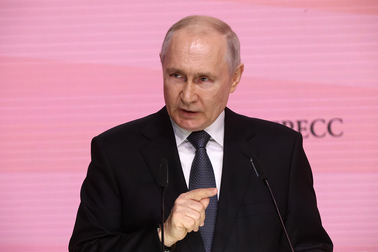 Russian President Vladimir Putin speaks in Moscow, Russia, on June 29. 