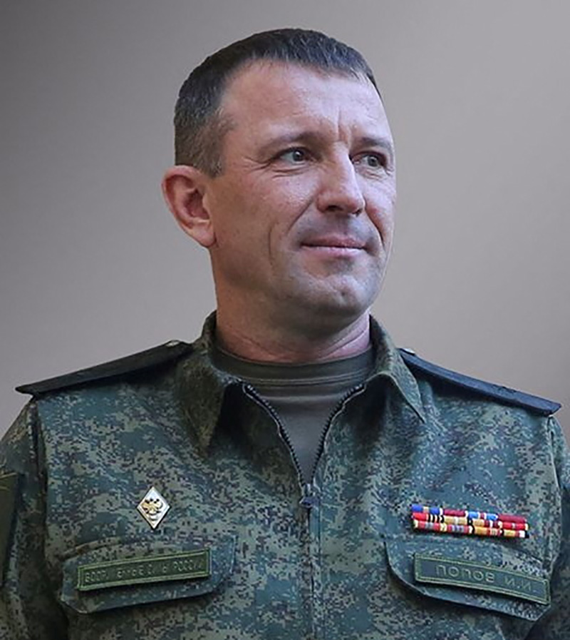 Major General Ivan Popov, who commanded Russia's 58th Combined Arms Army, is seen in this handout image released on June 9, 2023, by the Russian Defence Ministry.