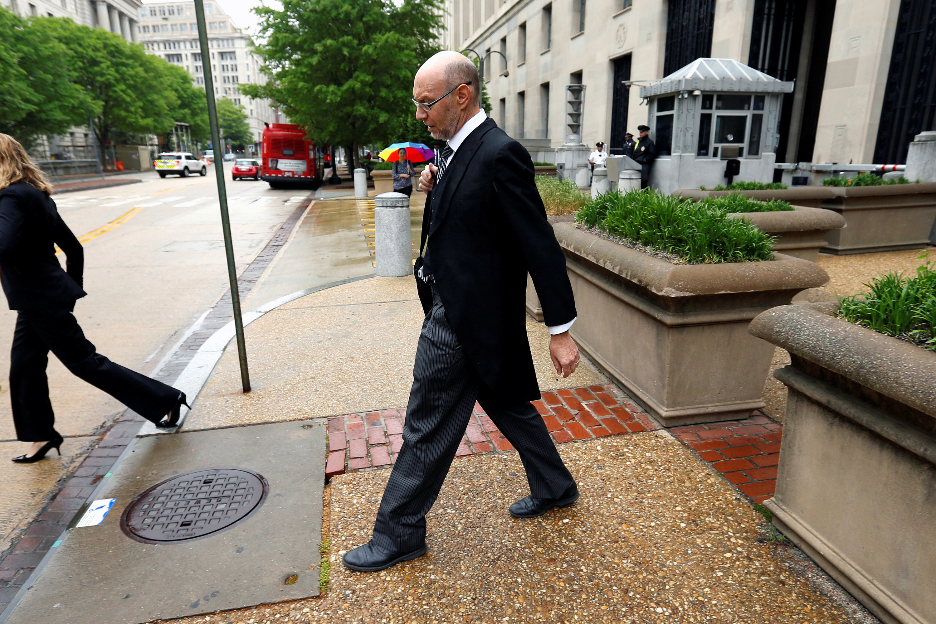 Michael Dreeben departs the US Justice Department on his way to argue his one-hundredth case before the US Supreme Court in Washington, DC, on April 27, 2016.