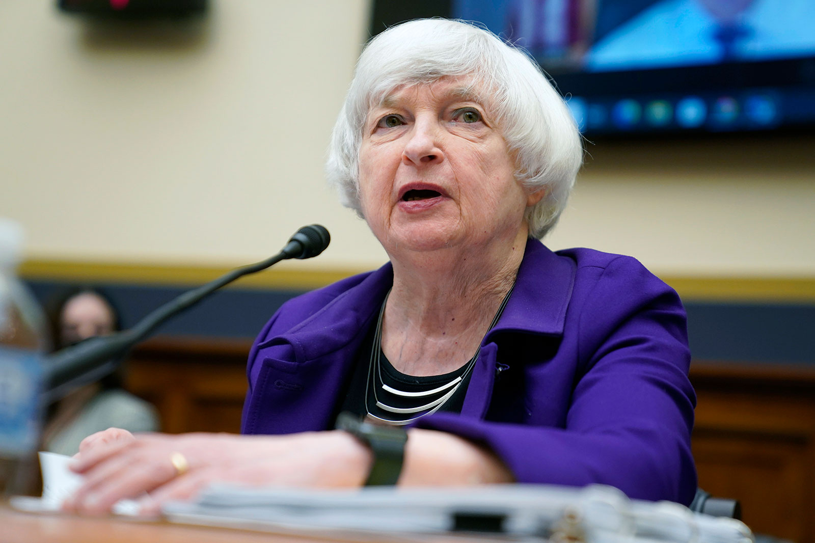Treasury Secretary Janet Yellen speaks during the House Financial Services Committee on Wednesday. 